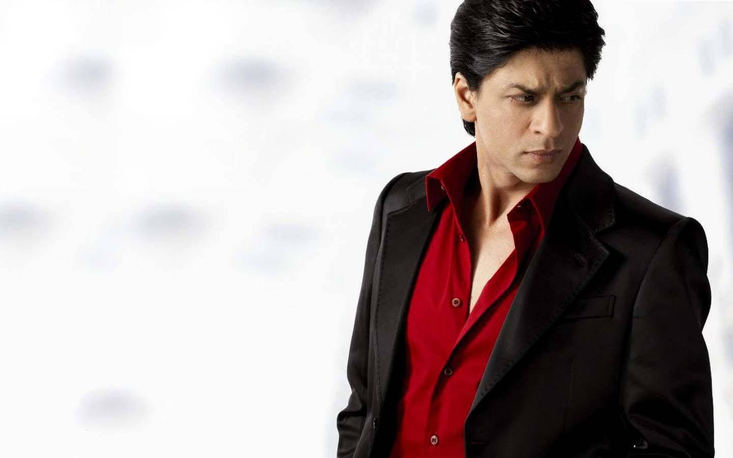 Shahrukh Khan, black suit, red shirt, HD Desktop Wallpaper