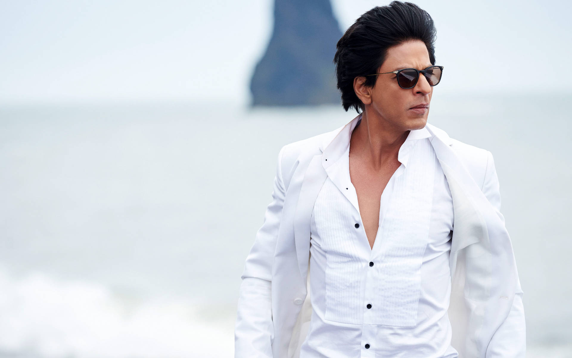 Shahrukh Khan, white suit, sunglasses, Full HD Desktop Wallpaper