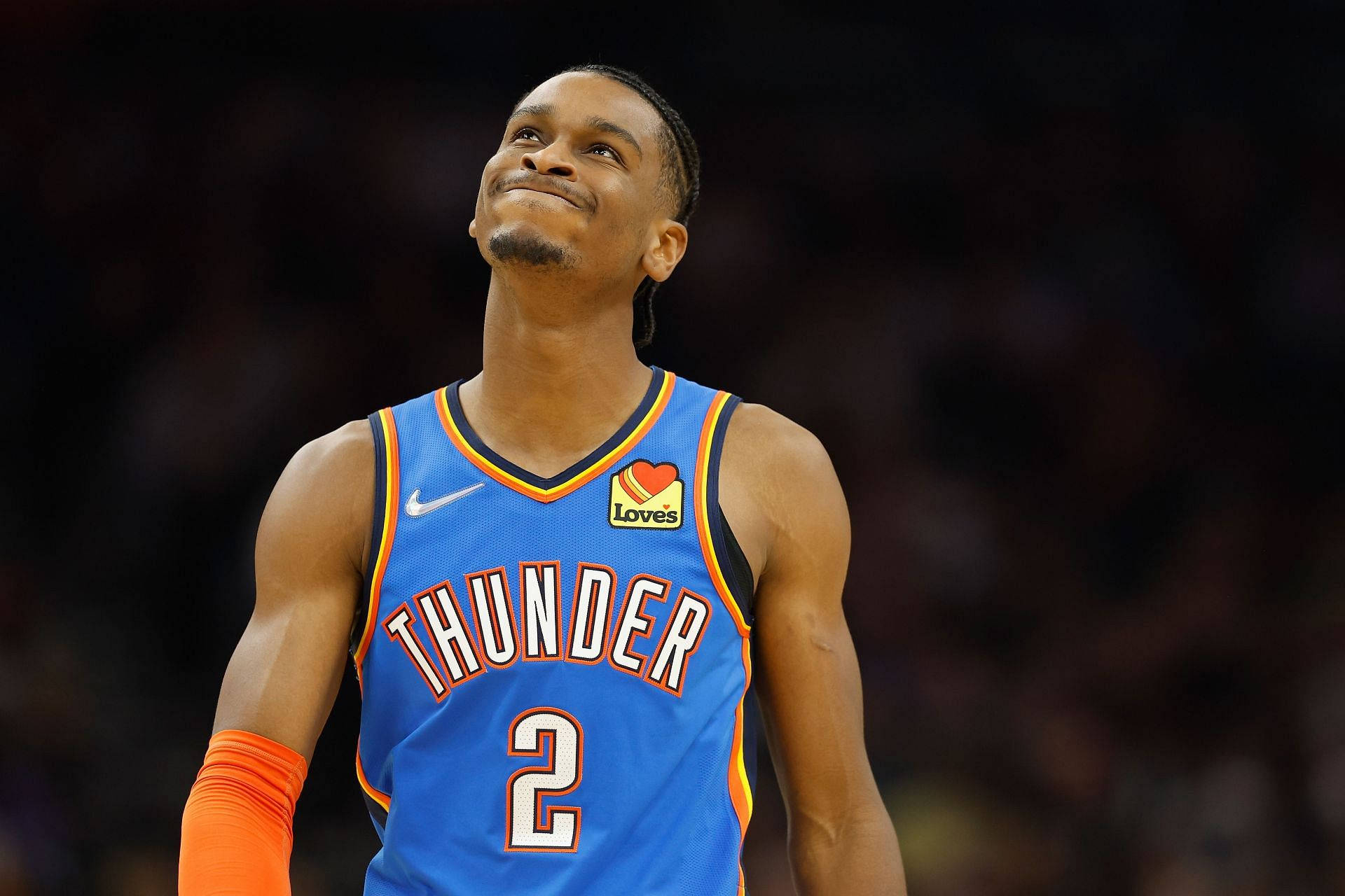 Shai Gilgeous Alexander, blue Thunder jersey, number 2, Full HD Desktop Wallpaper