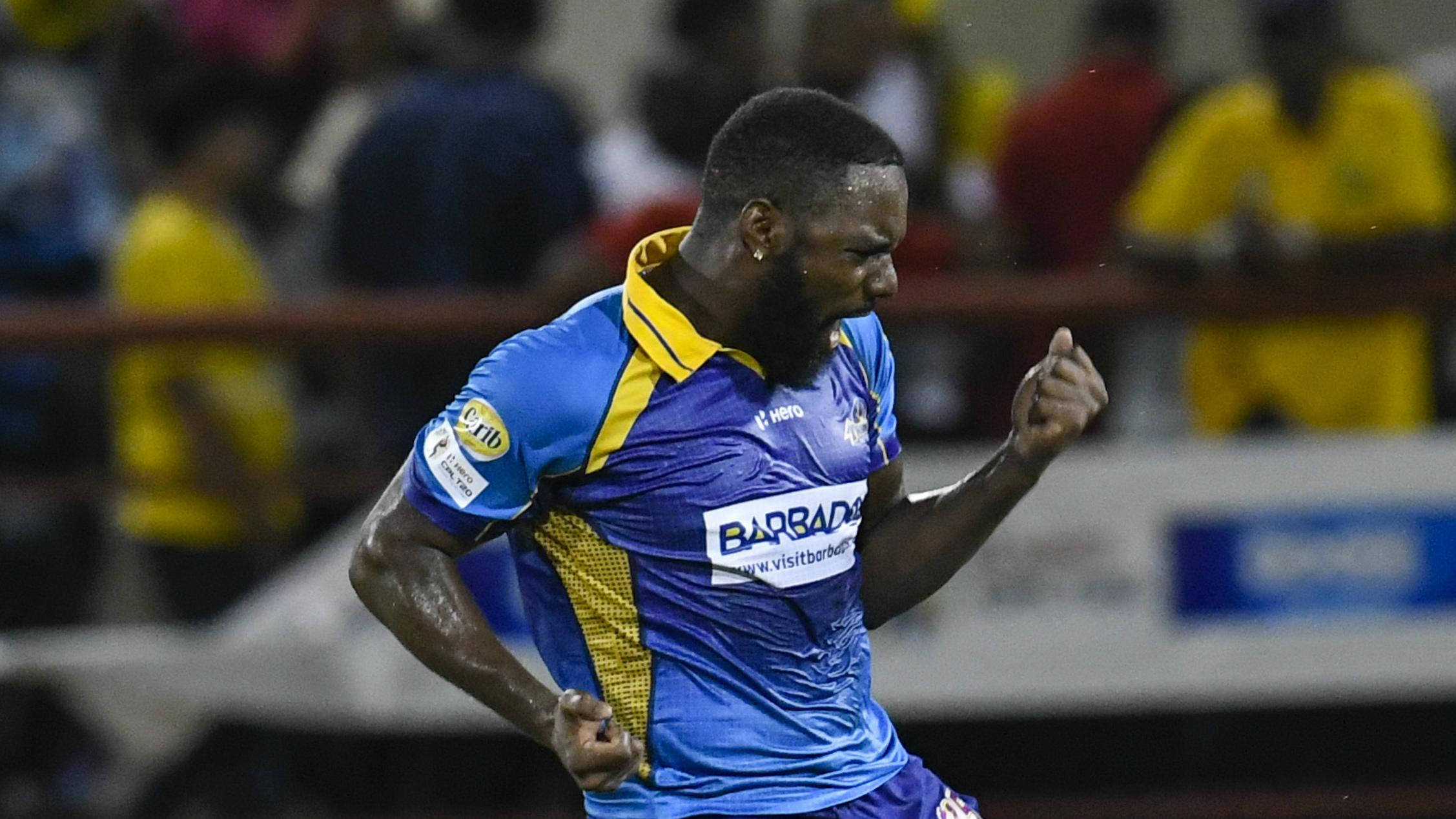 Shai Hope, blue and yellow jersey, stadium lights, Full HD Desktop Wallpaper
