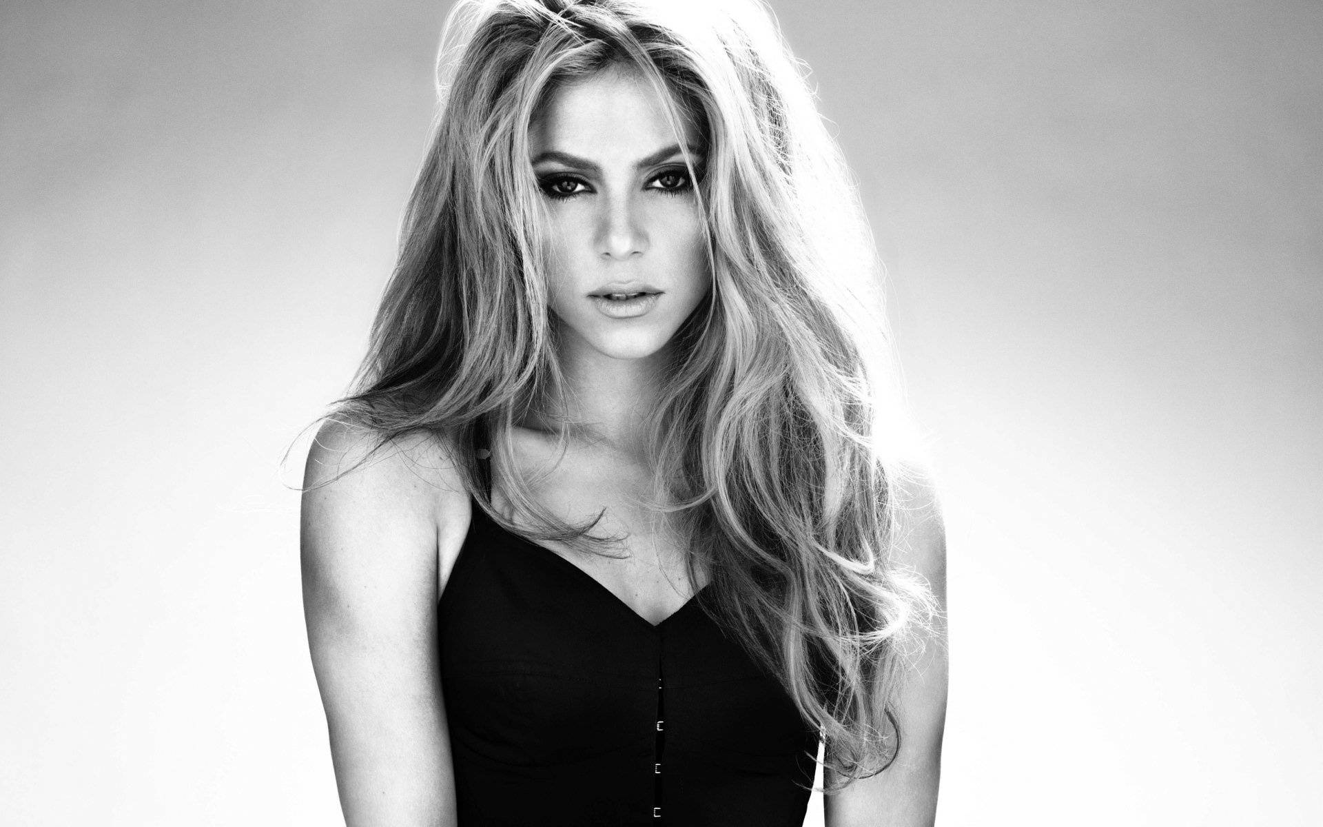 Shakira, black and white, portrait, Full HD Desktop Wallpaper