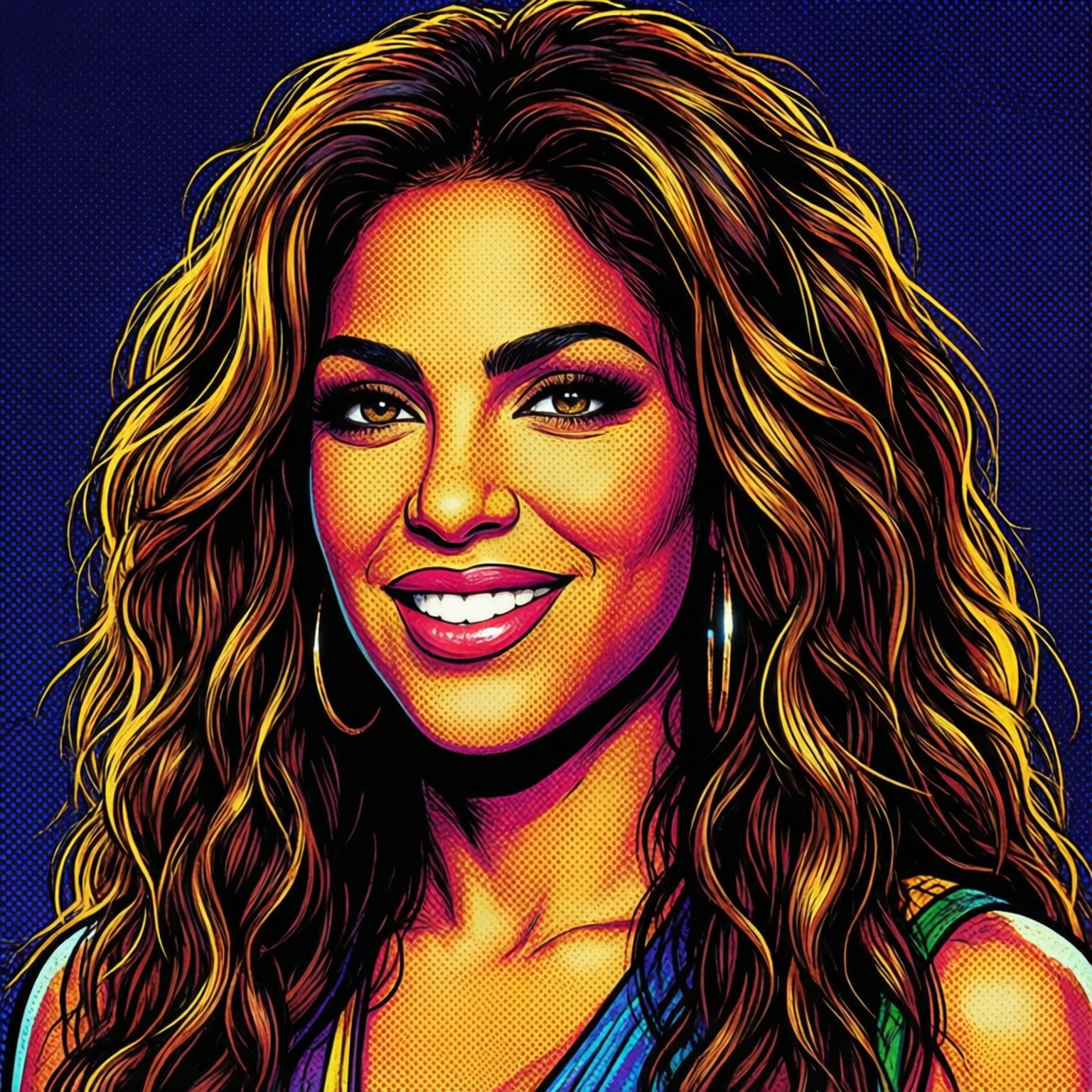 Shakira, pop art, golden curls, HD Desktop Wallpaper