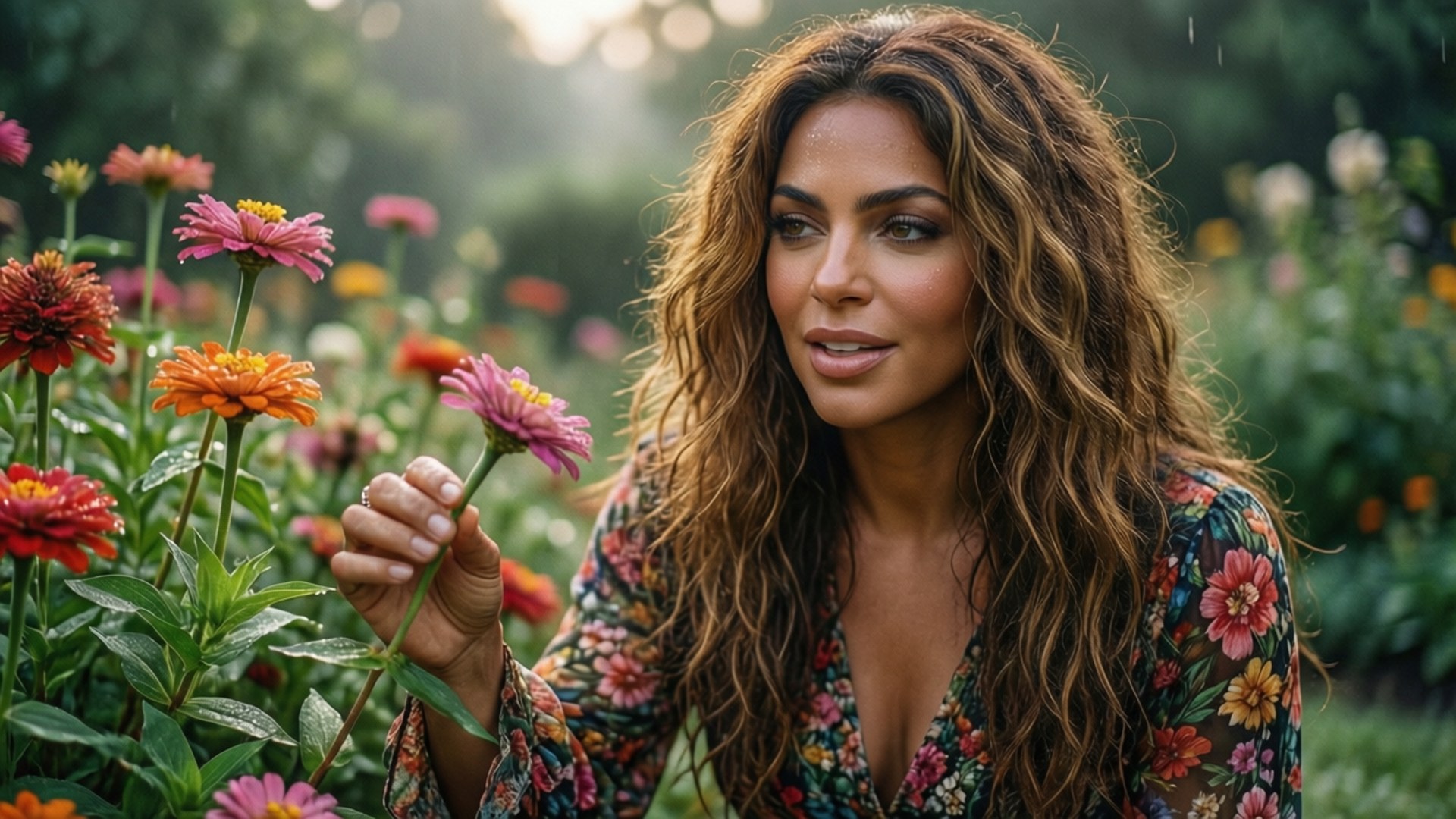 Shakira, garden, sunlit, Full HD Desktop Wallpaper