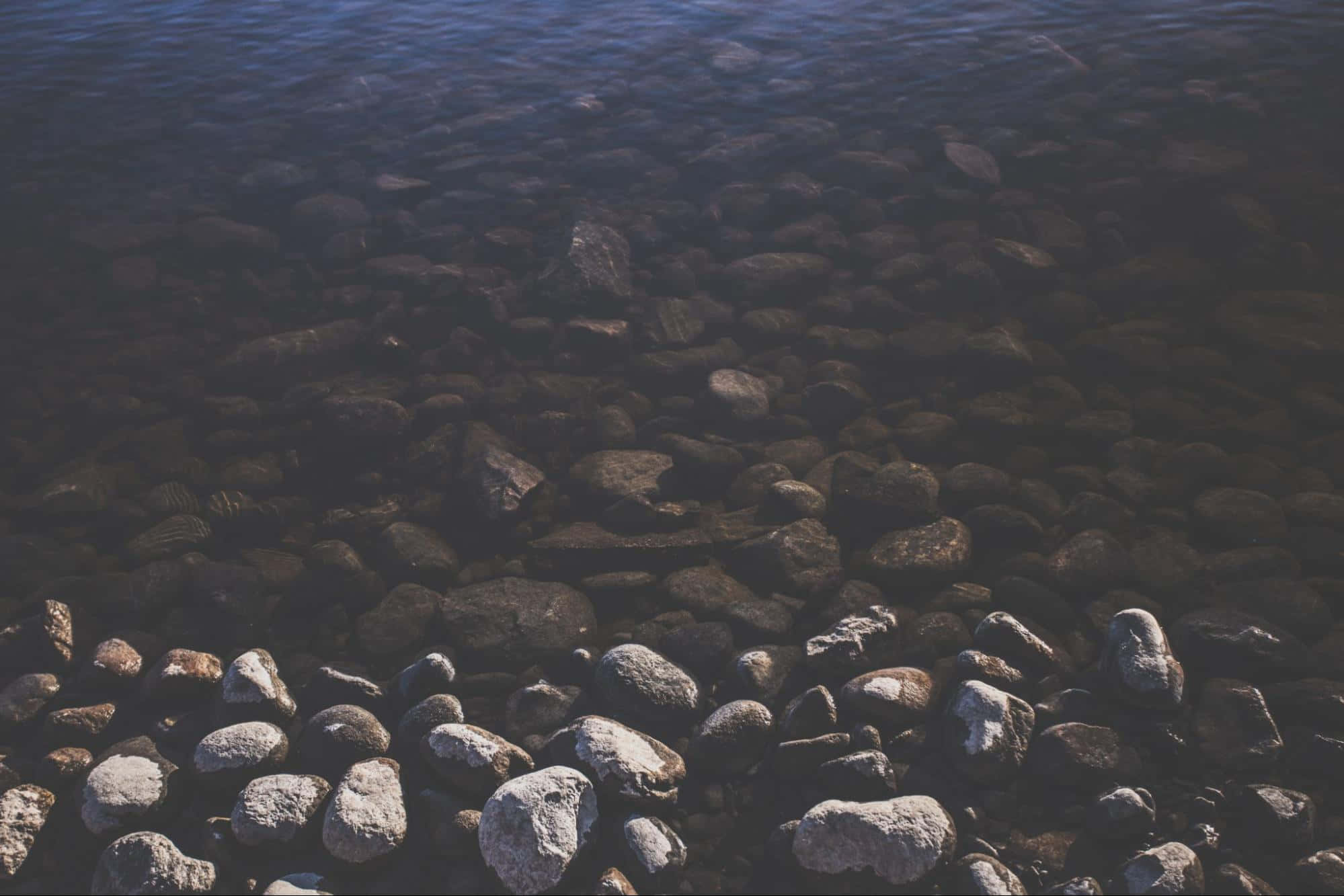 Shallow River Pebbles, clear water, smooth stones, Full HD Desktop Wallpaper