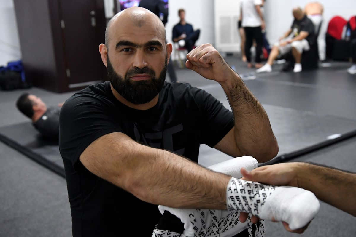 Shamil Abdurakhimov, UFC shirt, bald bearded fighter, SD Desktop Wallpaper