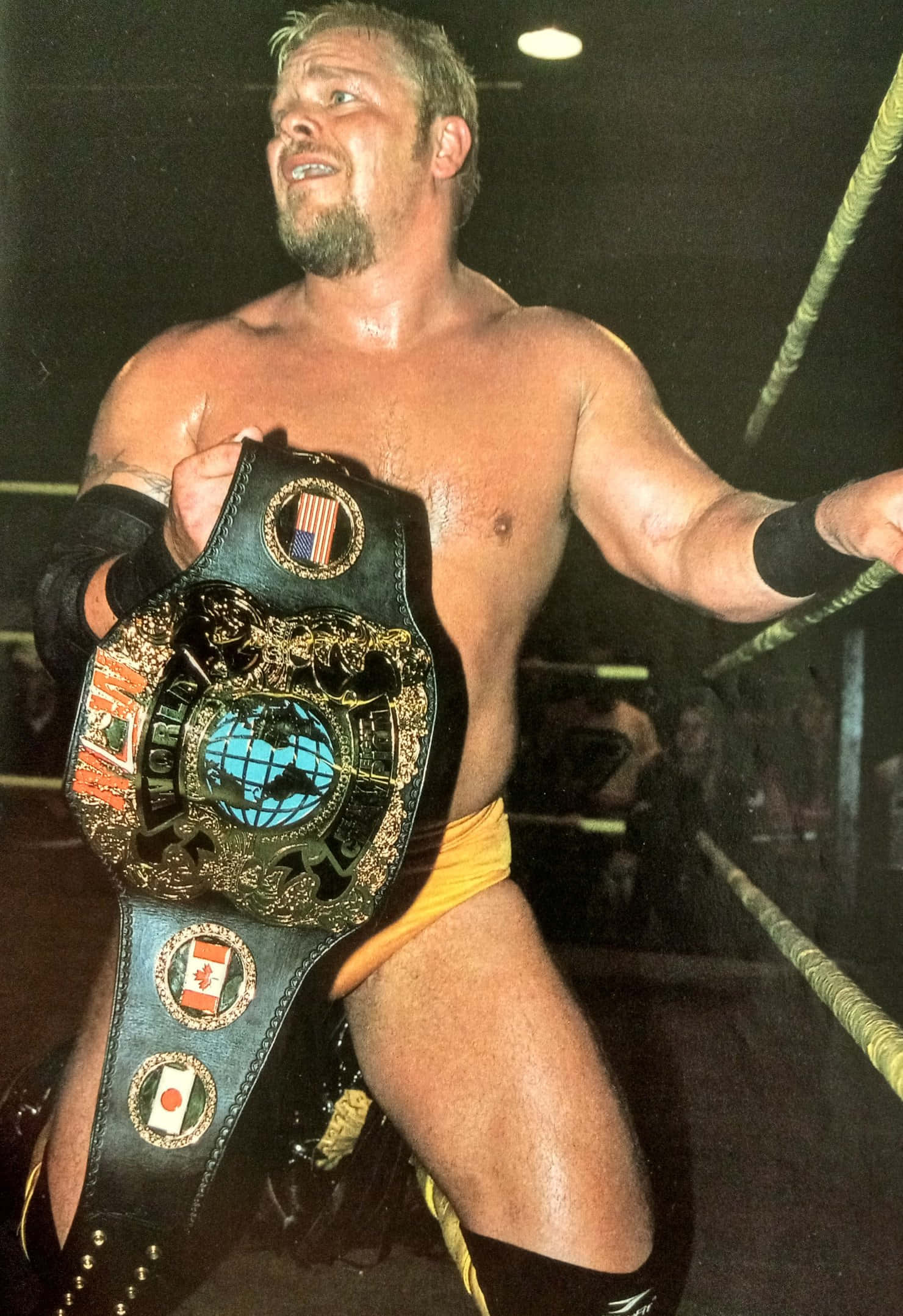 Shane Douglas, heavyweight champion belt, yellow trunks, Full HD Phone Wallpaper