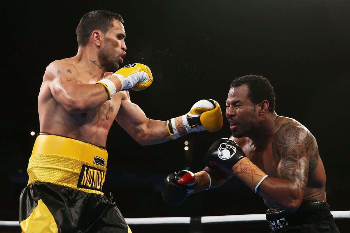 Shane Mosley, yellow-gloved punch, ring, SD Desktop Wallpaper