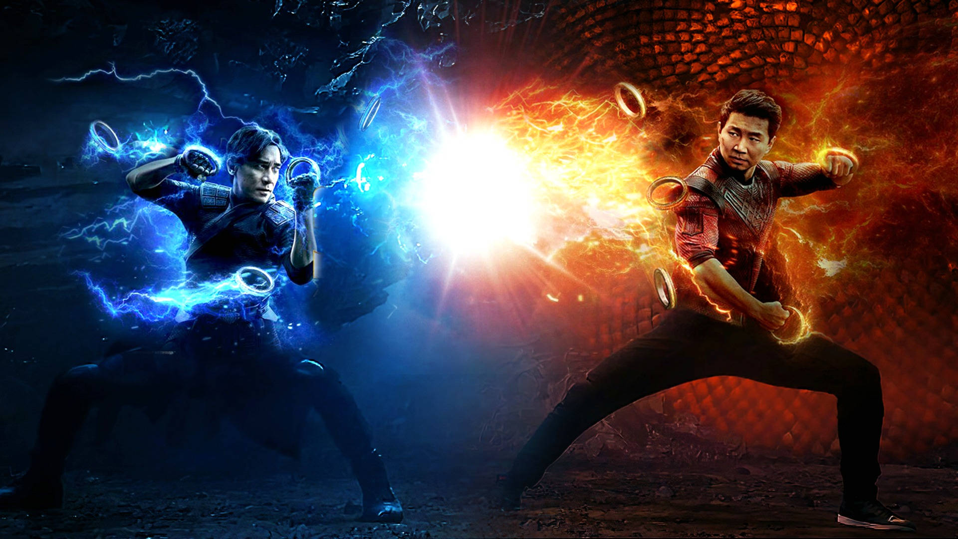 Shang Chi And The Legend Of The Ten Rings, blue lightning, fiery energy, Full HD Desktop Wallpaper