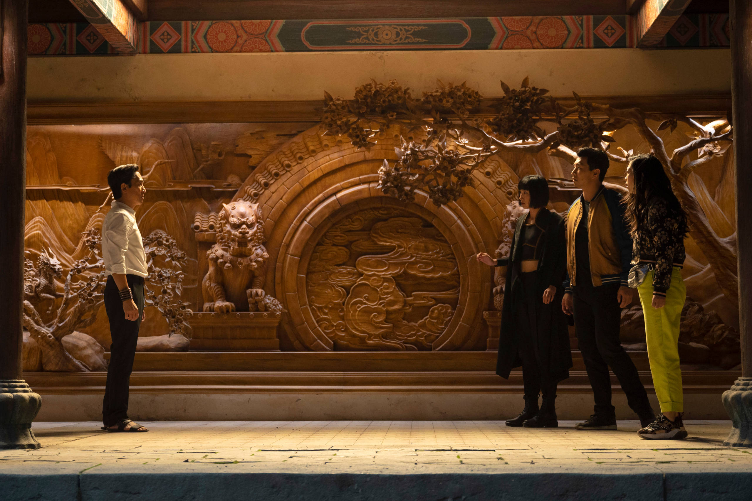 Shang Chi, film scene, ornate wooden temple facade, 2K Desktop Wallpaper