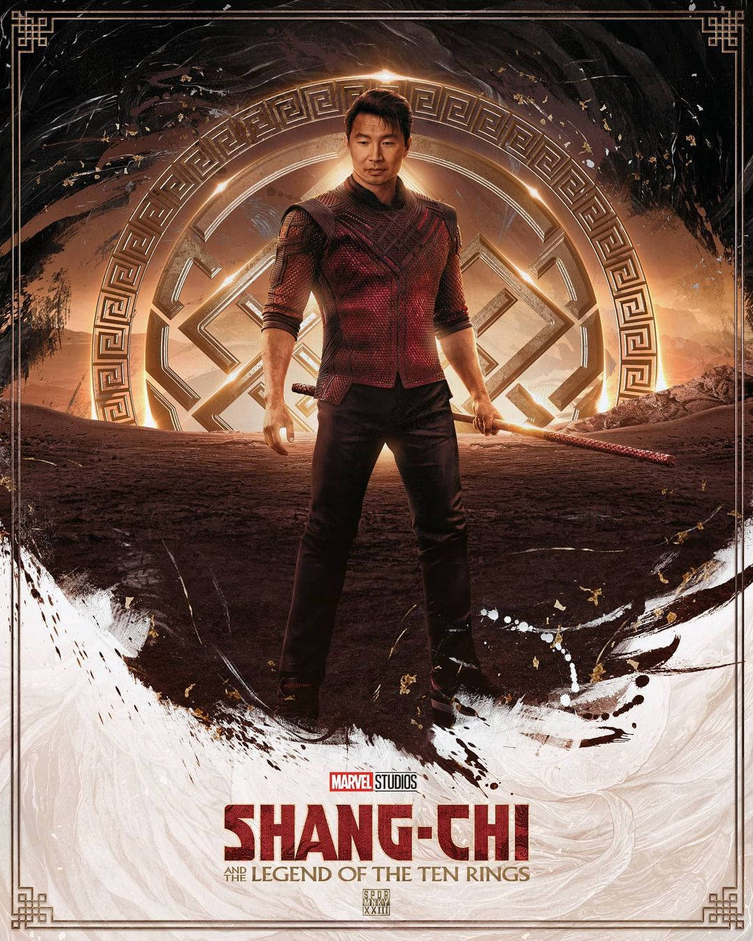 Shang-Chi, red textured vest, staff, HD Phone Wallpaper
