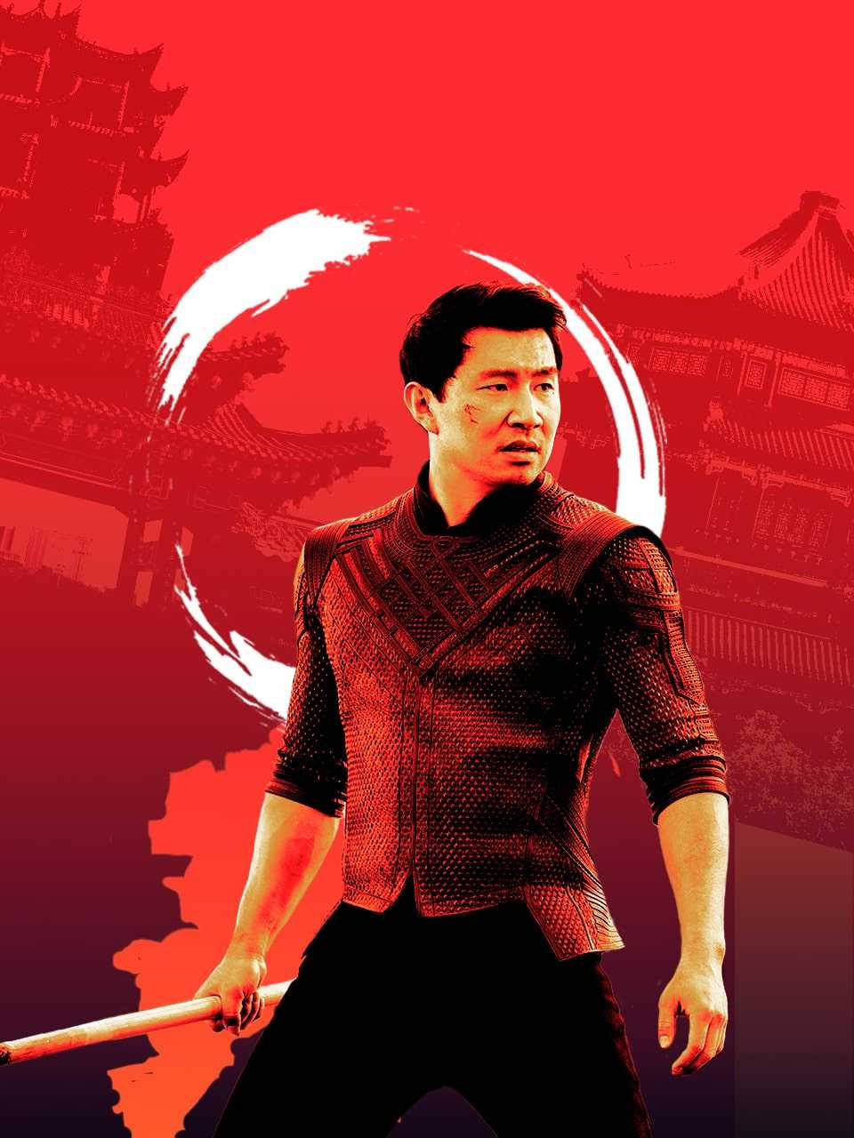 Shang Chi, red armor, staff, HD Phone Wallpaper