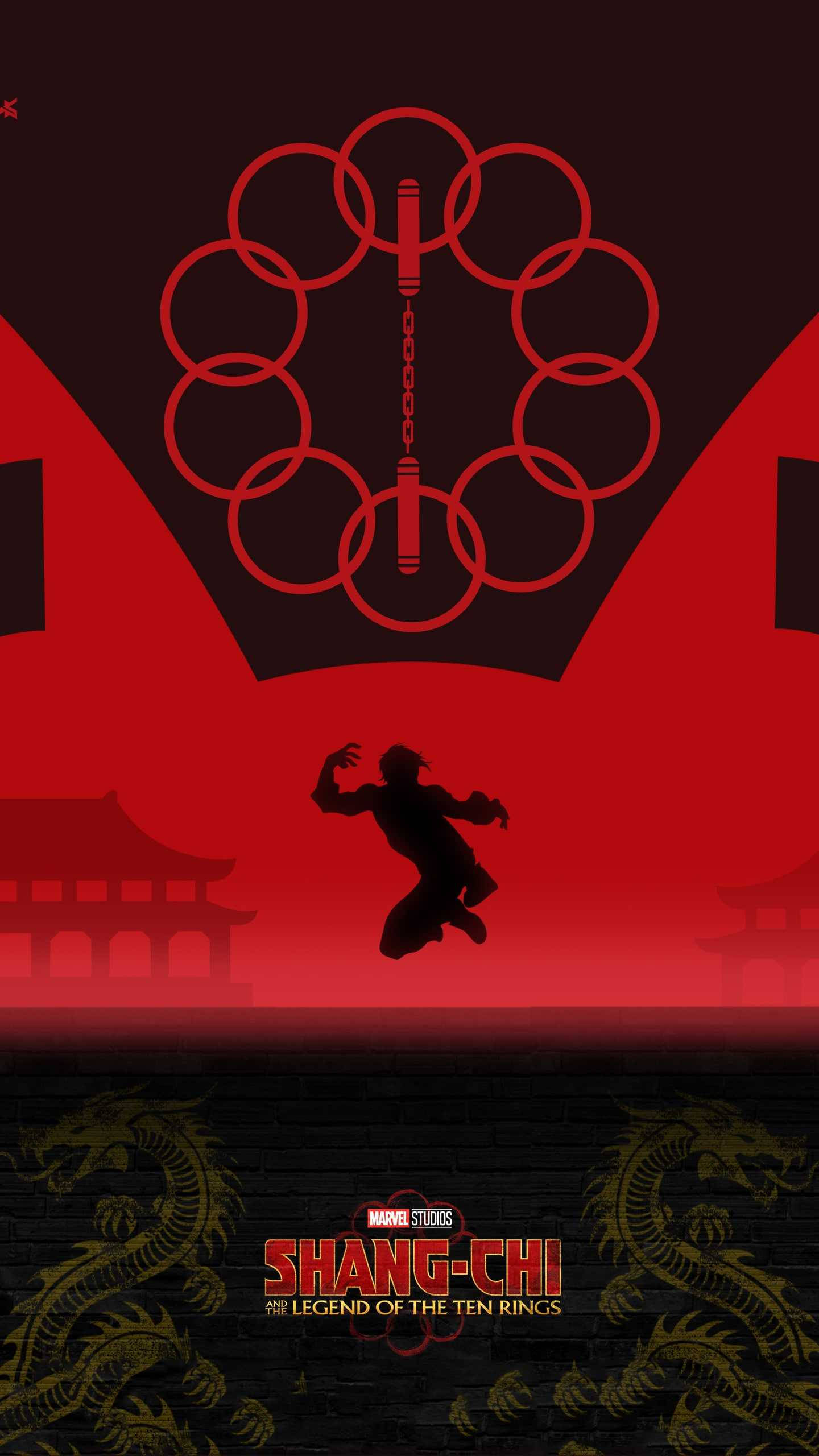 Shang-Chi, ten-ring symbol, red sky, 2K Phone Wallpaper
