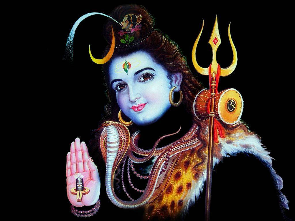 Shankar Bhagwan, blue skin, trident, SD Desktop Wallpaper