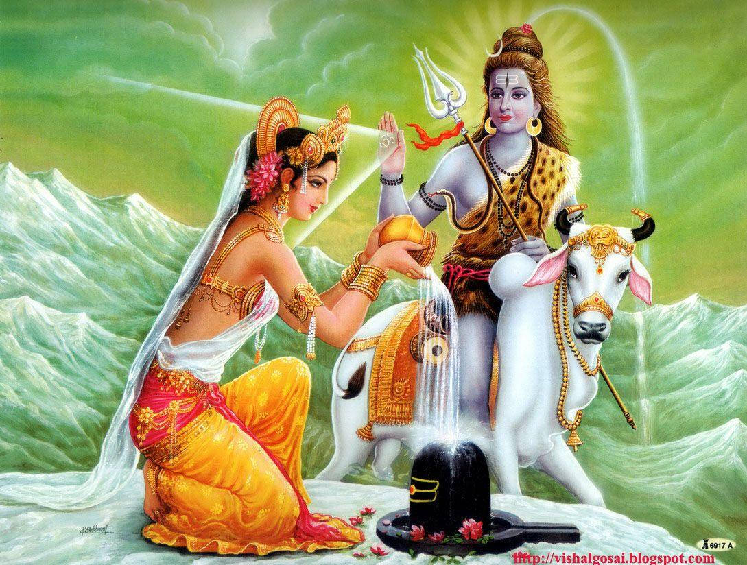 Shankar Bhagwan, golden pot, sacred black stone, SD Desktop Wallpaper