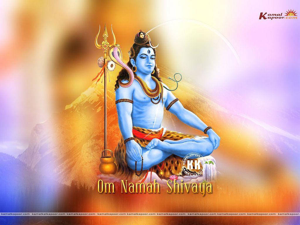 Shankar Bhagwan, blue-skinned Lord Shiva, lotus pose, SD Desktop Wallpaper
