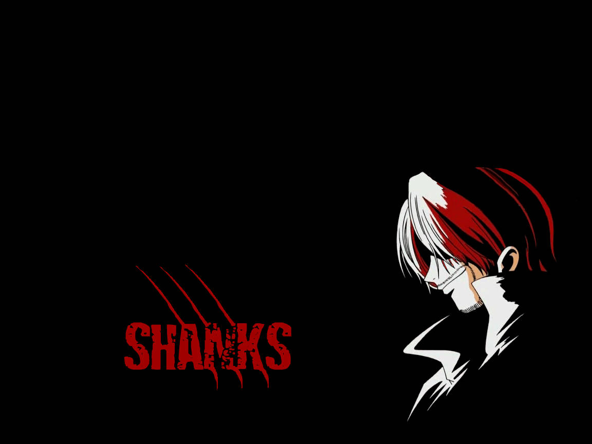 Shanks, red graffiti-style text, black background, SD Desktop Wallpaper