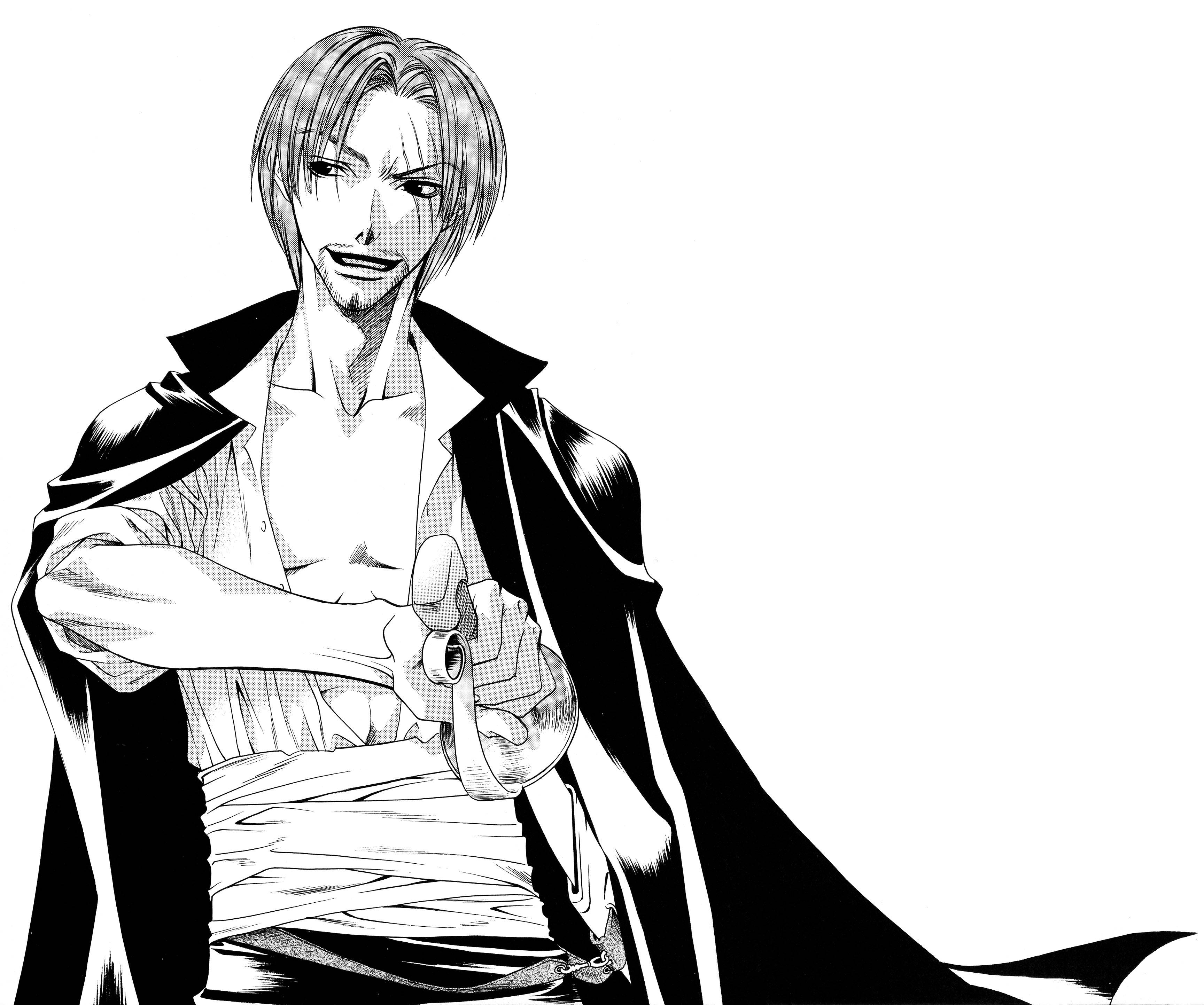 Shanks, ink sketch, black and white, 2K Desktop Wallpaper