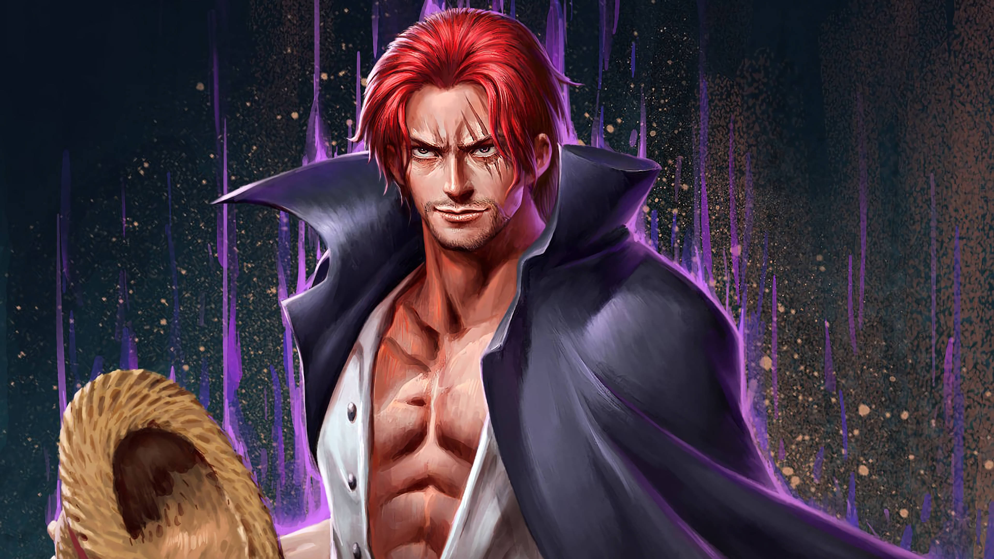 Shanks, straw hat, red-haired, 4K Desktop Wallpaper