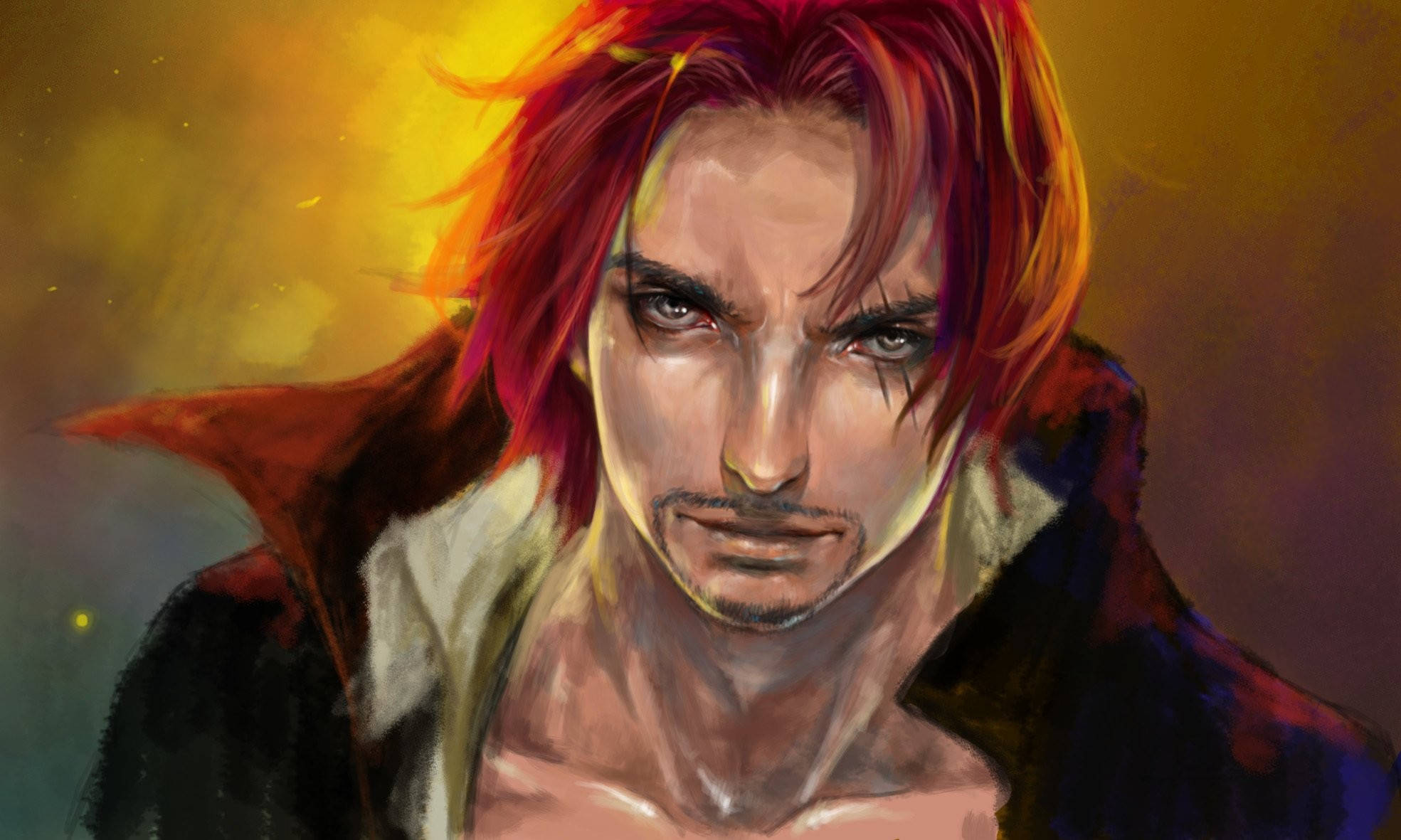 Shanks, red-haired, intense eyes, Full HD Desktop Wallpaper