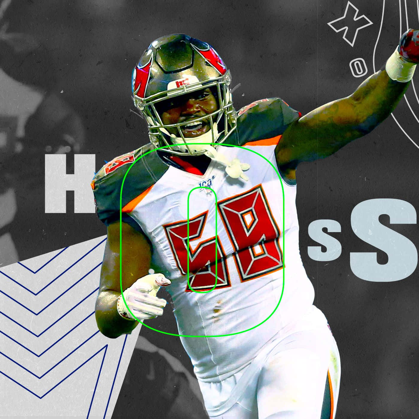 Shaquil Barrett, white jersey, red number 68, HD Desktop Wallpaper