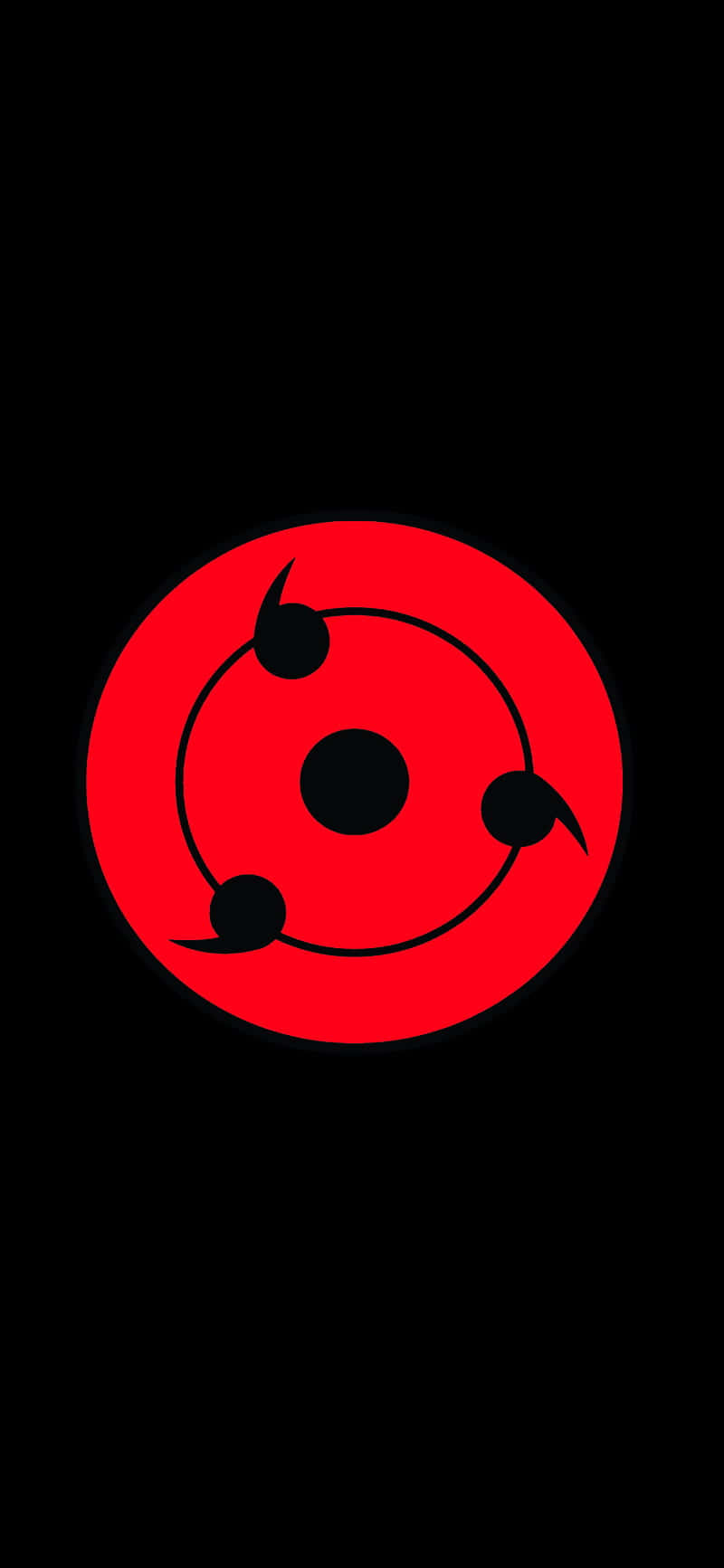 Sharingan Eye, red circular symbol, three black tomoe marks, HD Phone Wallpaper
