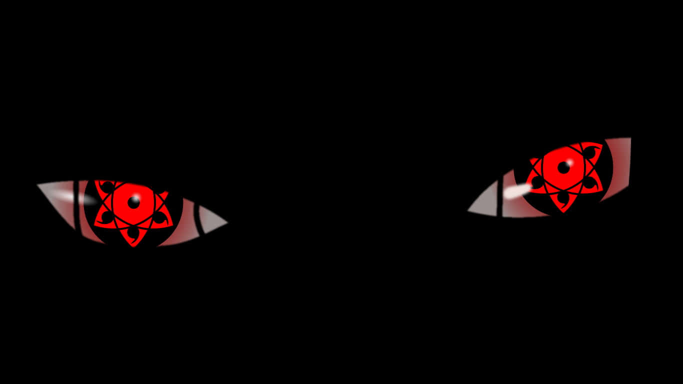 Sharingan Eyes, glowing red, intricate black patterns, HD Desktop Wallpaper