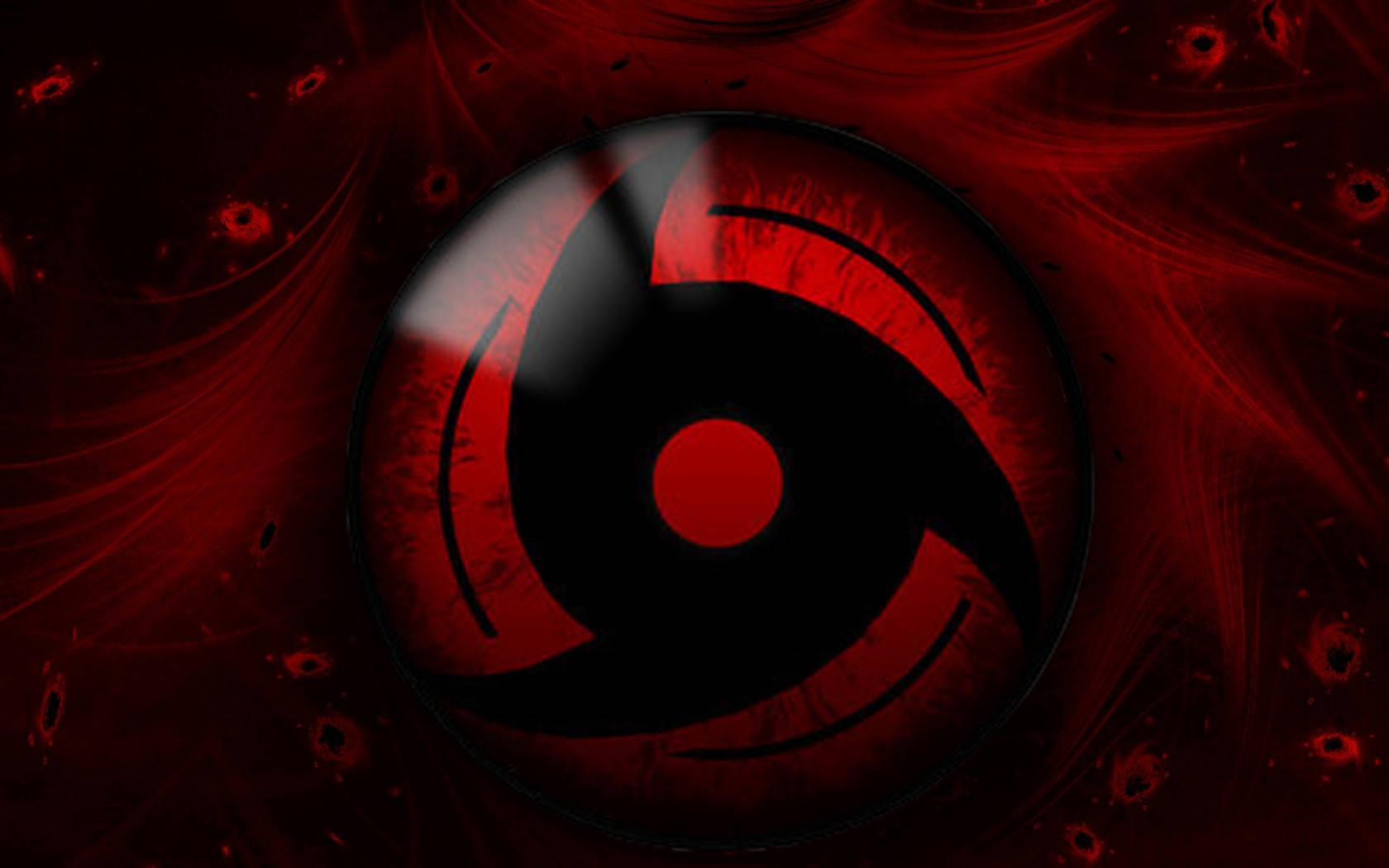 Sharingan Live, red aesthetic, glowing red Sharingan eye, HD Desktop Wallpaper