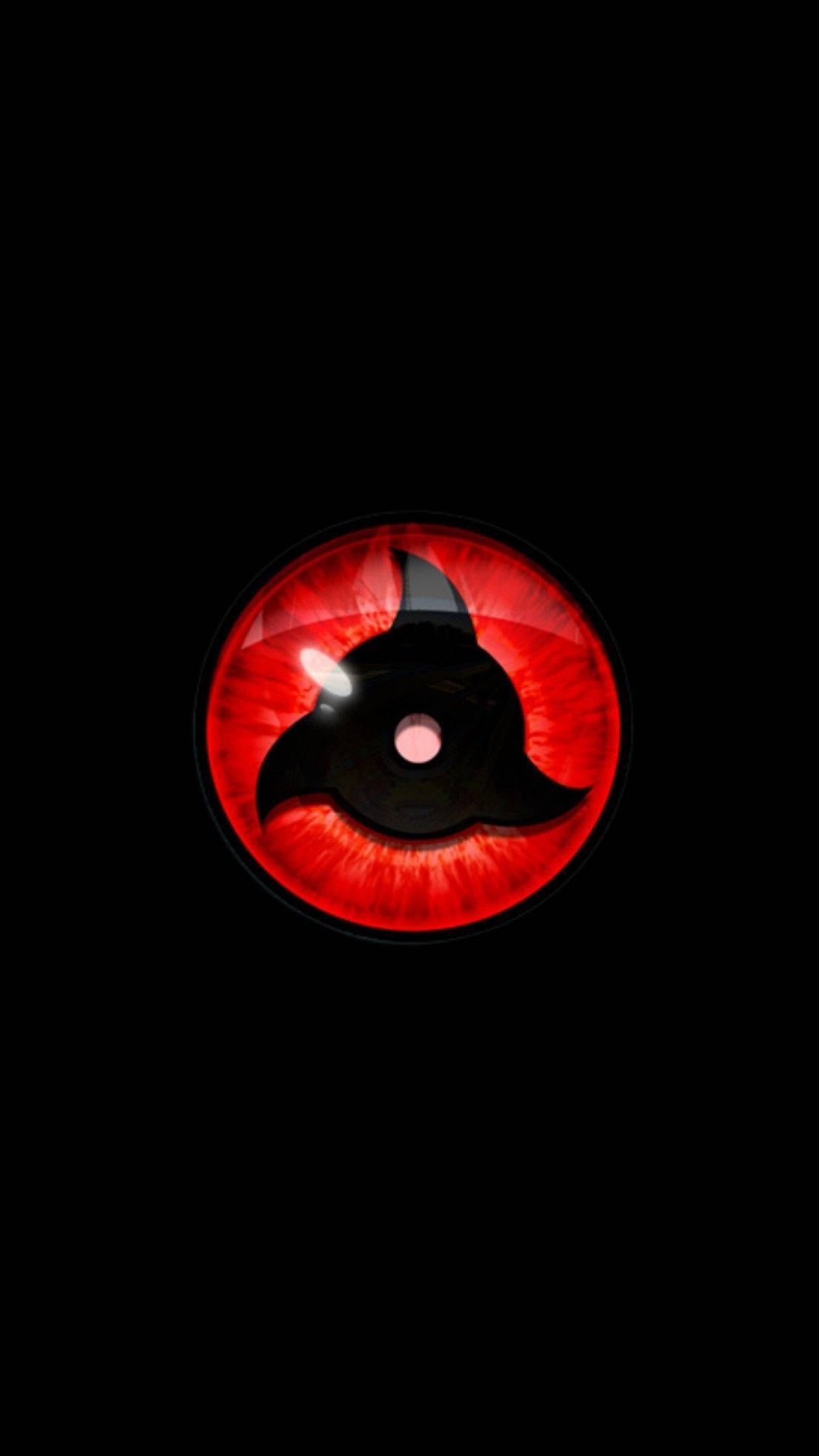 Sharingan, red anime eye, black tomoe patterns, Full HD Phone Wallpaper