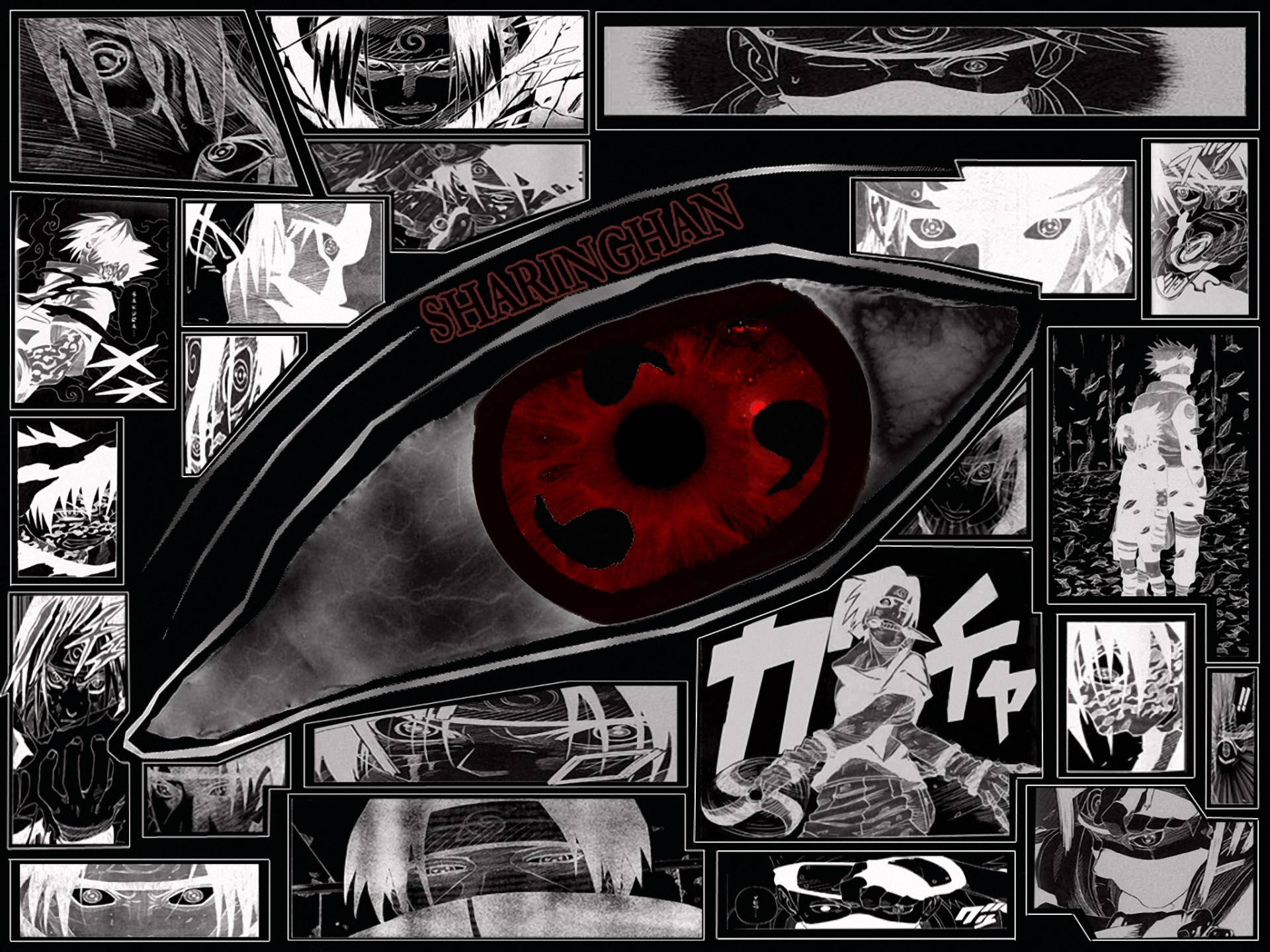 Sharingan, manga panels, glowing red Sharingan eye, Full HD Desktop Wallpaper