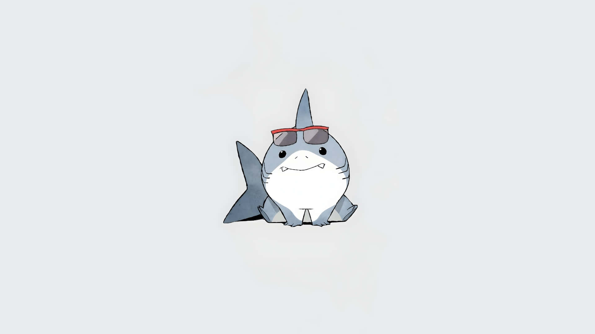 cute shark, red sunglasses, light gray background, Full HD Desktop Wallpaper