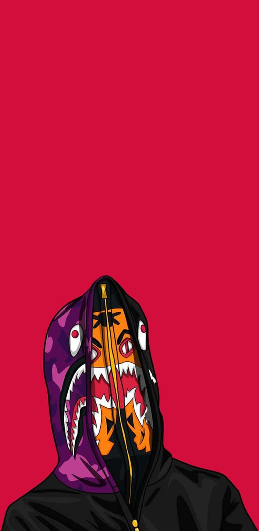 Shark Hoodie, black hoodie, purple shark-print hood, HD Phone Wallpaper