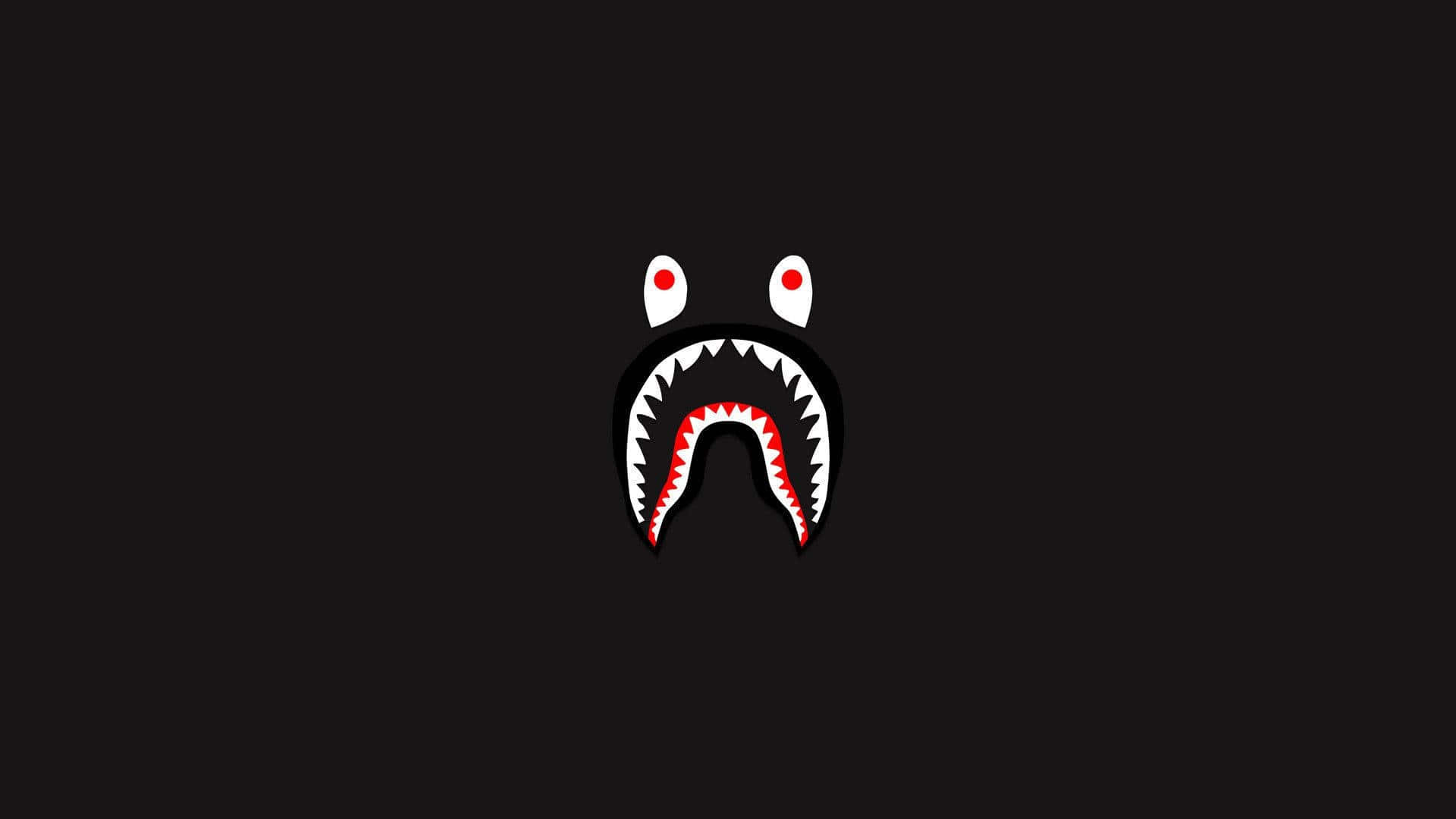 Bape Shark Logo, black background, red eyes, Full HD Desktop Wallpaper