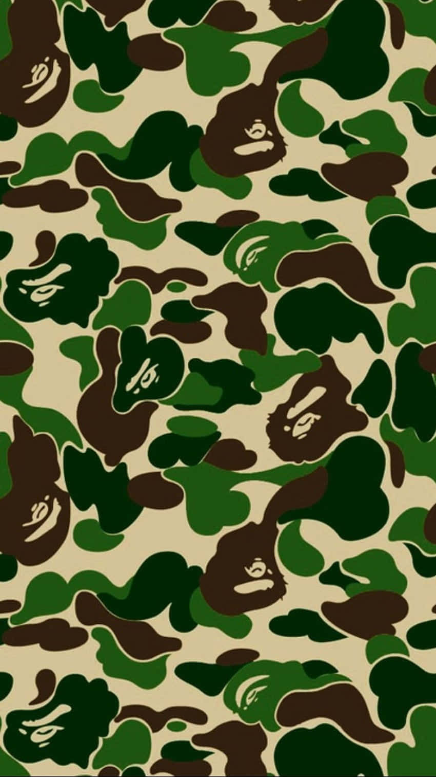 Bape, camouflage pattern, ape head logos, HD Phone Wallpaper