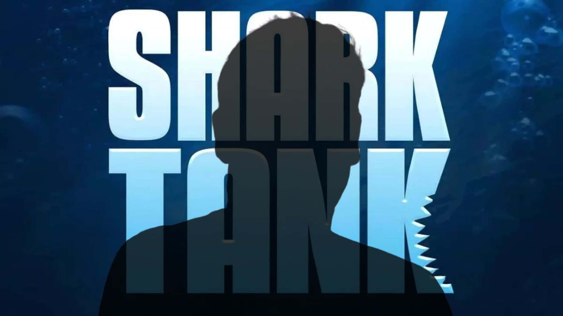 Shark Tank, white text, deep blue underwater backdrop, Full HD Desktop Wallpaper