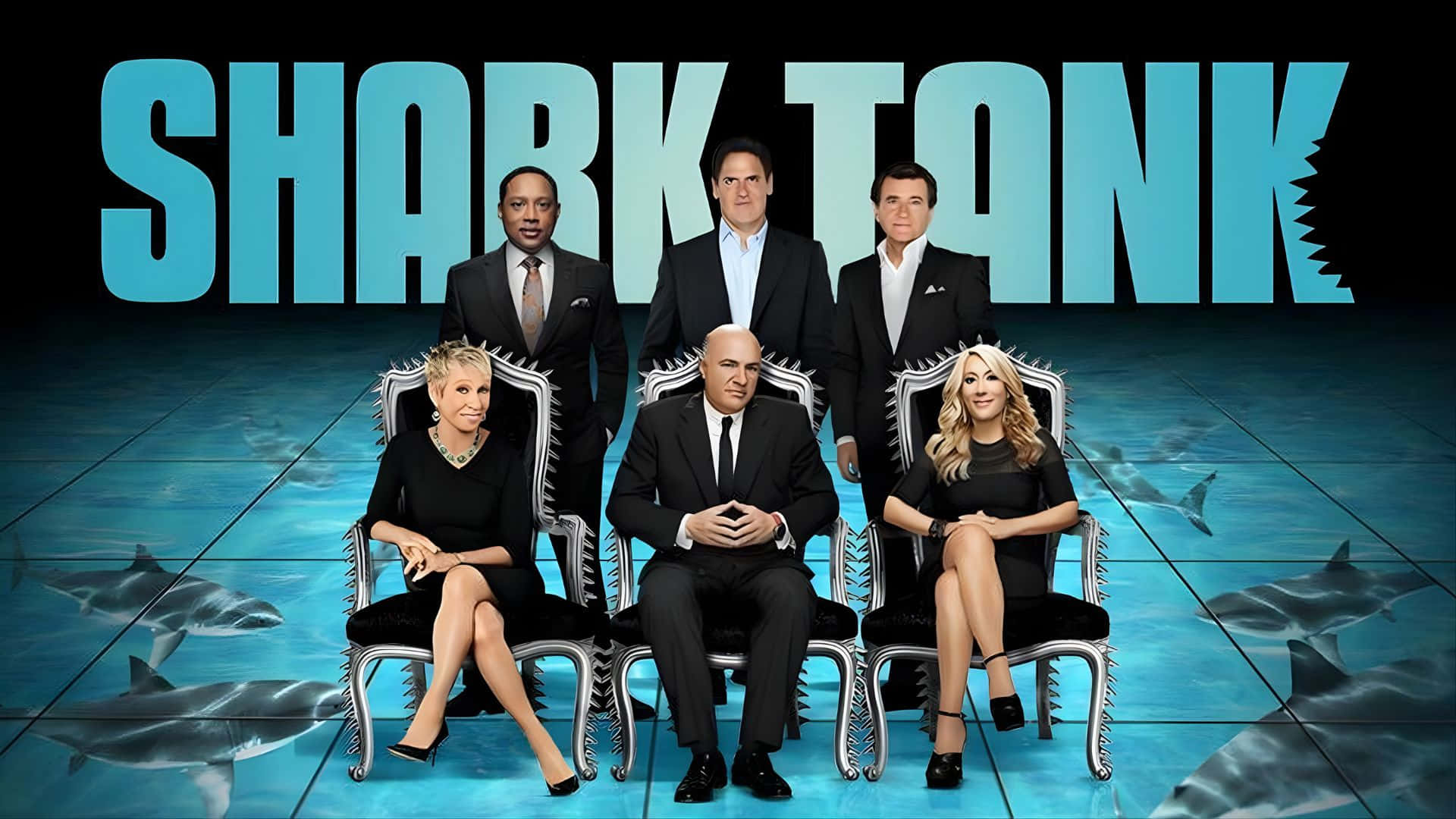 Shark Tank, black suits, thorned chairs, Full HD Desktop Wallpaper
