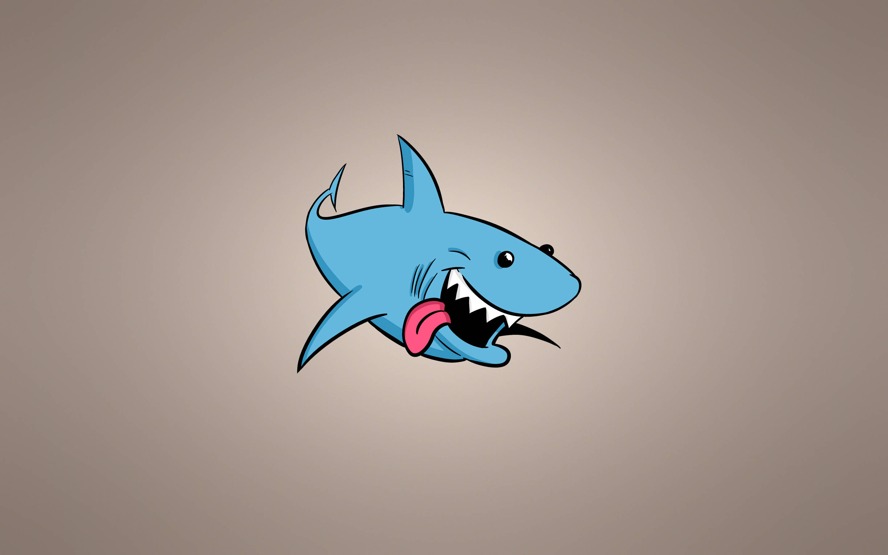blue shark, cartoon, pink tongue, 2K Desktop Wallpaper