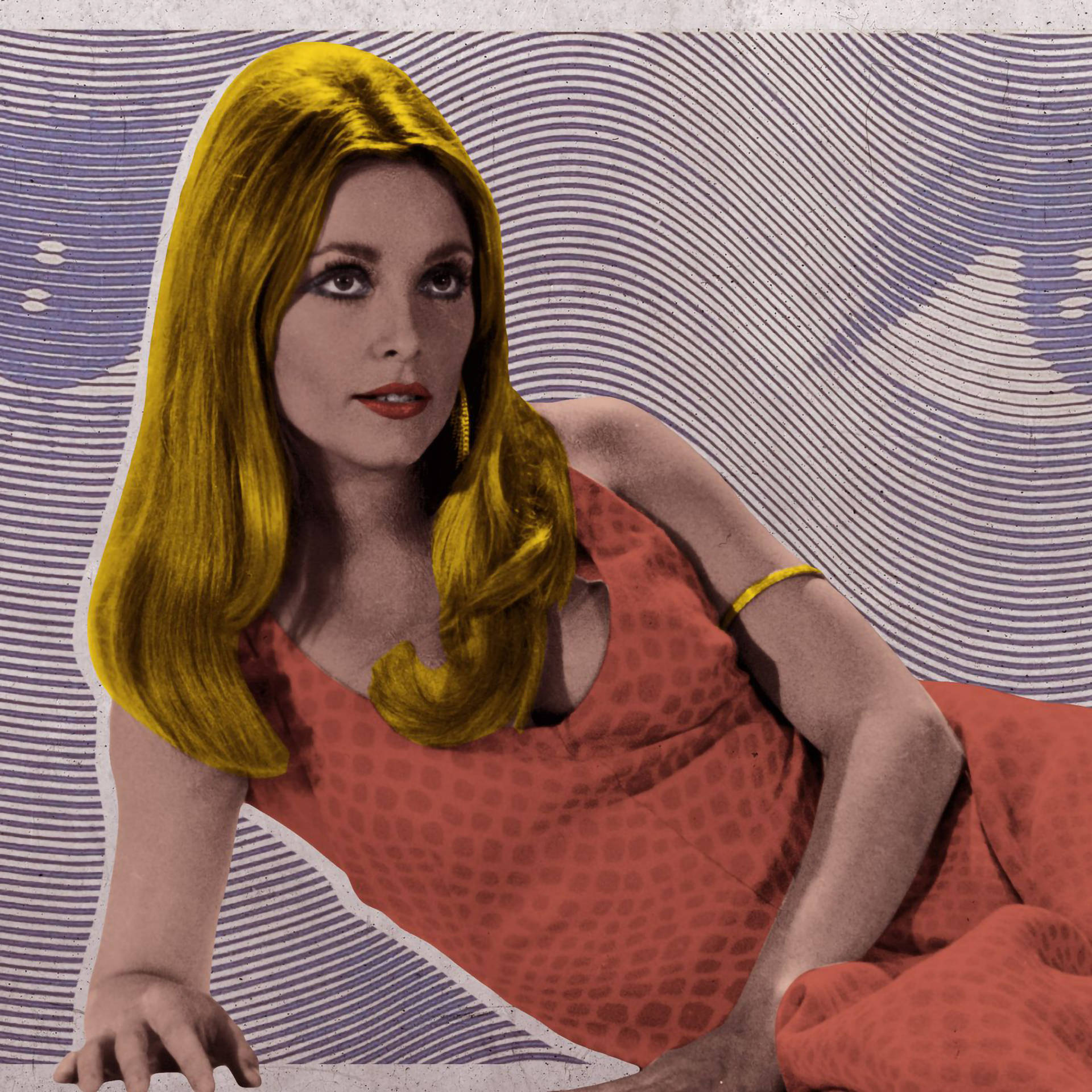 Sharon Tate, golden hair, red dress, Full HD Desktop Wallpaper
