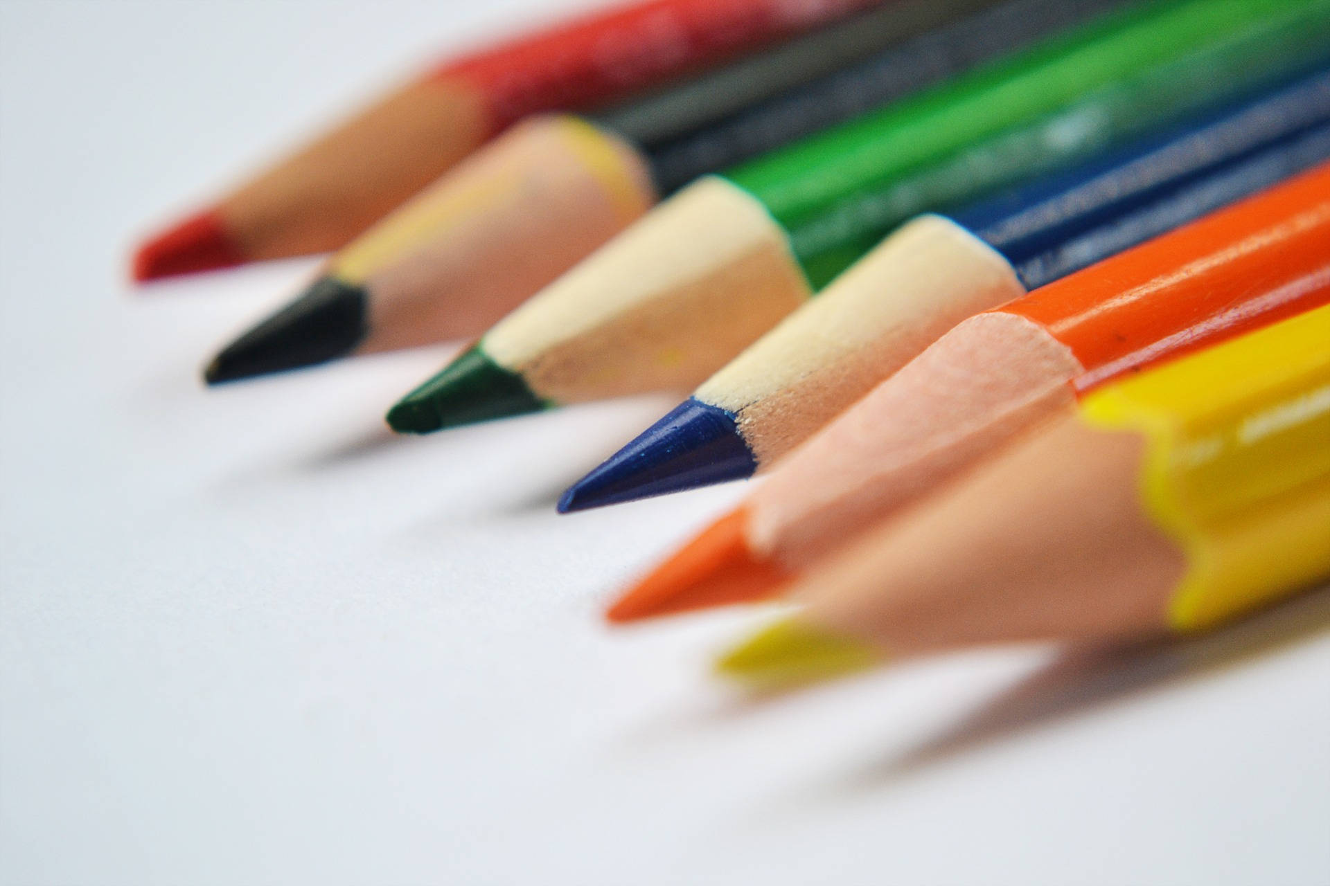 sharp tips, colorful pencils, sharpened colored pencils, Full HD Desktop Wallpaper