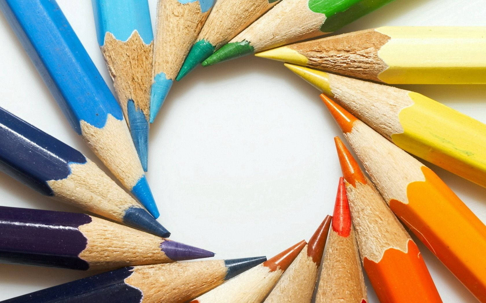 Sharp Colored Pencil, colorful sharpened pencils, vibrant circular frame, HD Desktop Wallpaper