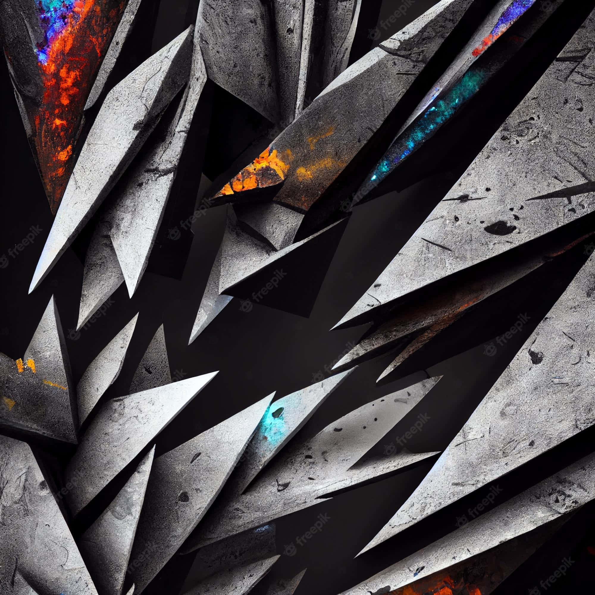 abstract gaming, jagged edges, metallic shards, Full HD Desktop Wallpaper