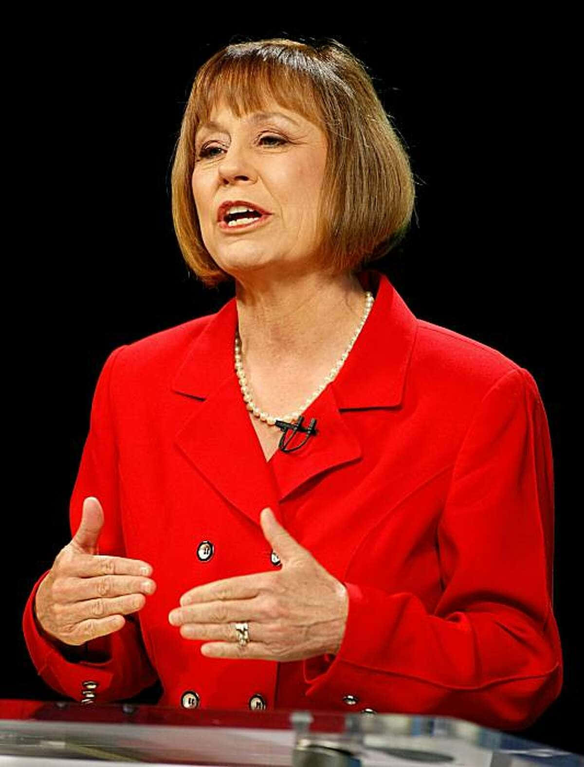 Sharron Angle, vibrant red blazer, podium, HD Phone Wallpaper
