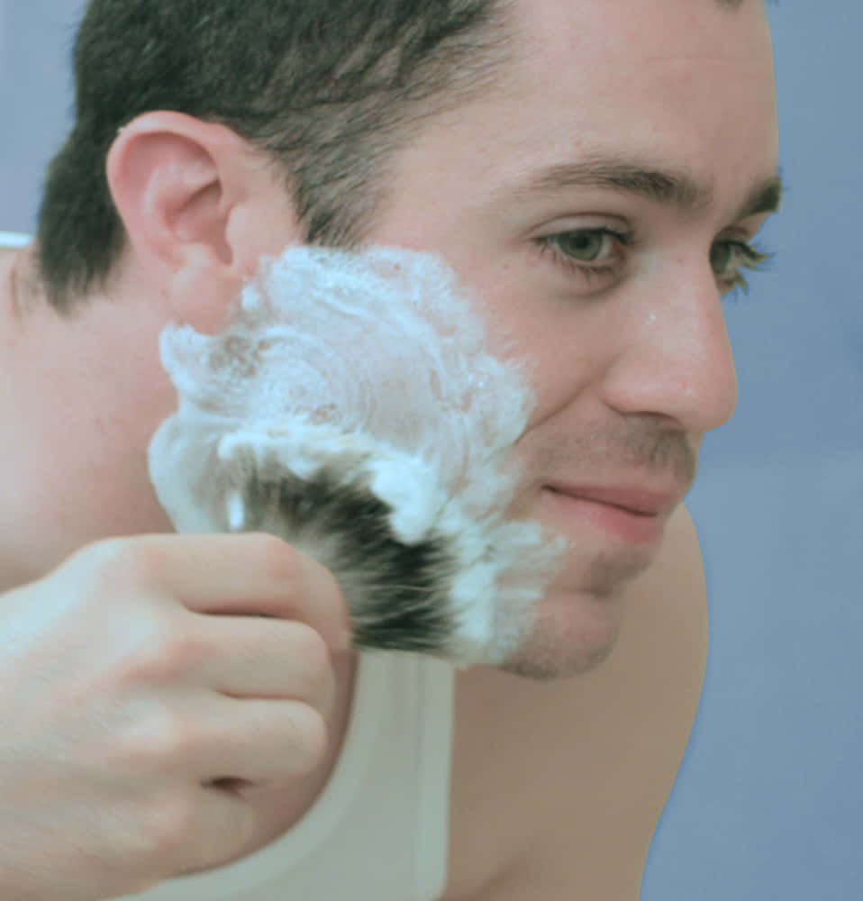 shaving cream, brush, cheek, SD Phone Wallpaper