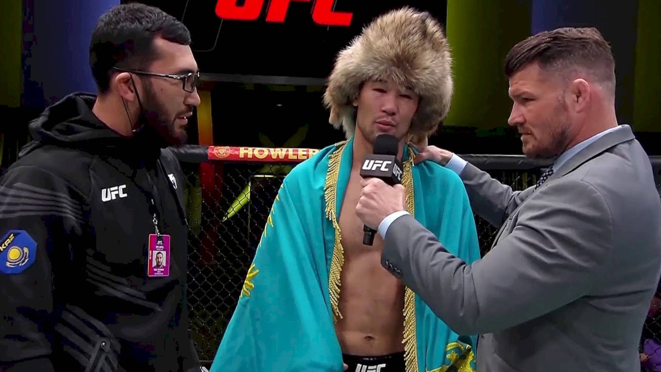 Shavkat Rakhmonov, fur hat, teal robe, Full HD Desktop Wallpaper