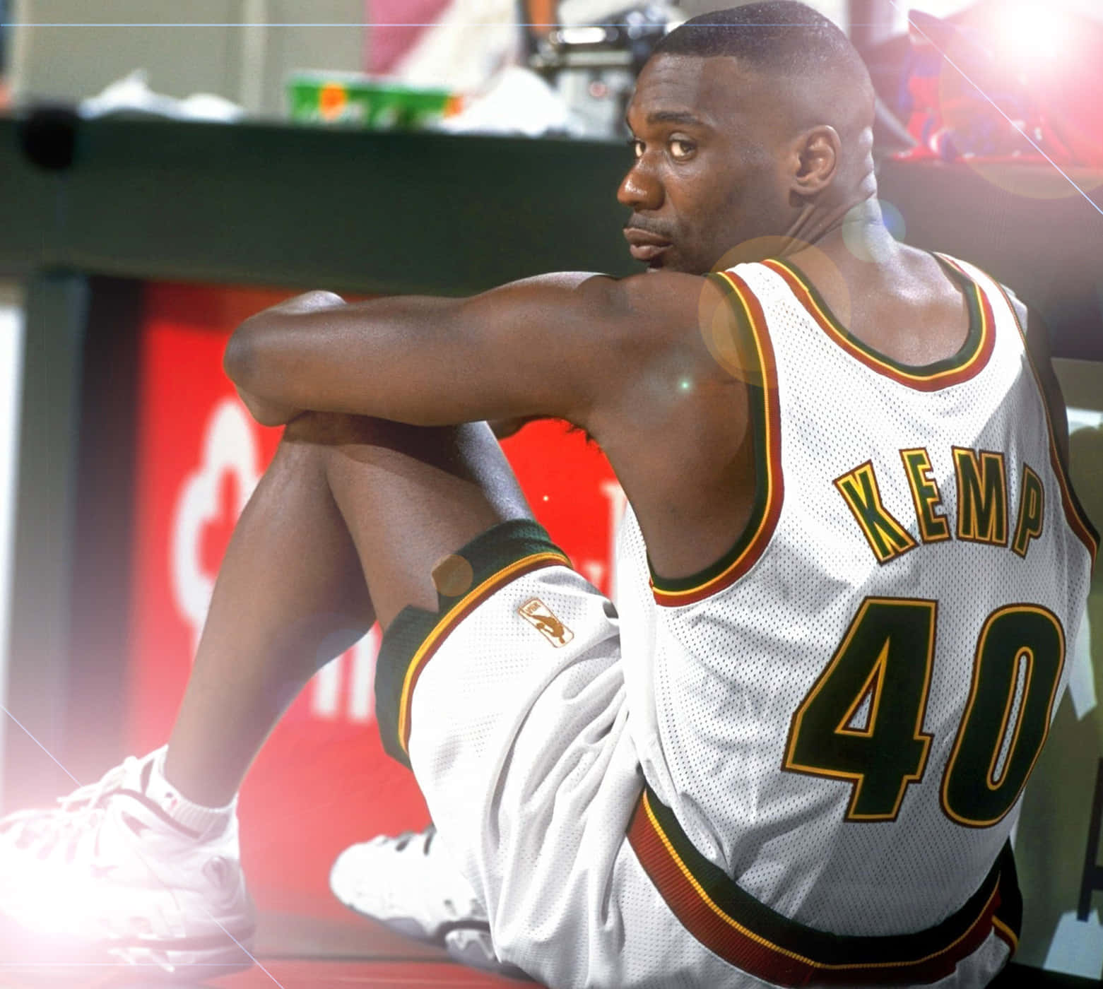 Shawn Kemp, white jersey, number 40, HD Desktop Wallpaper