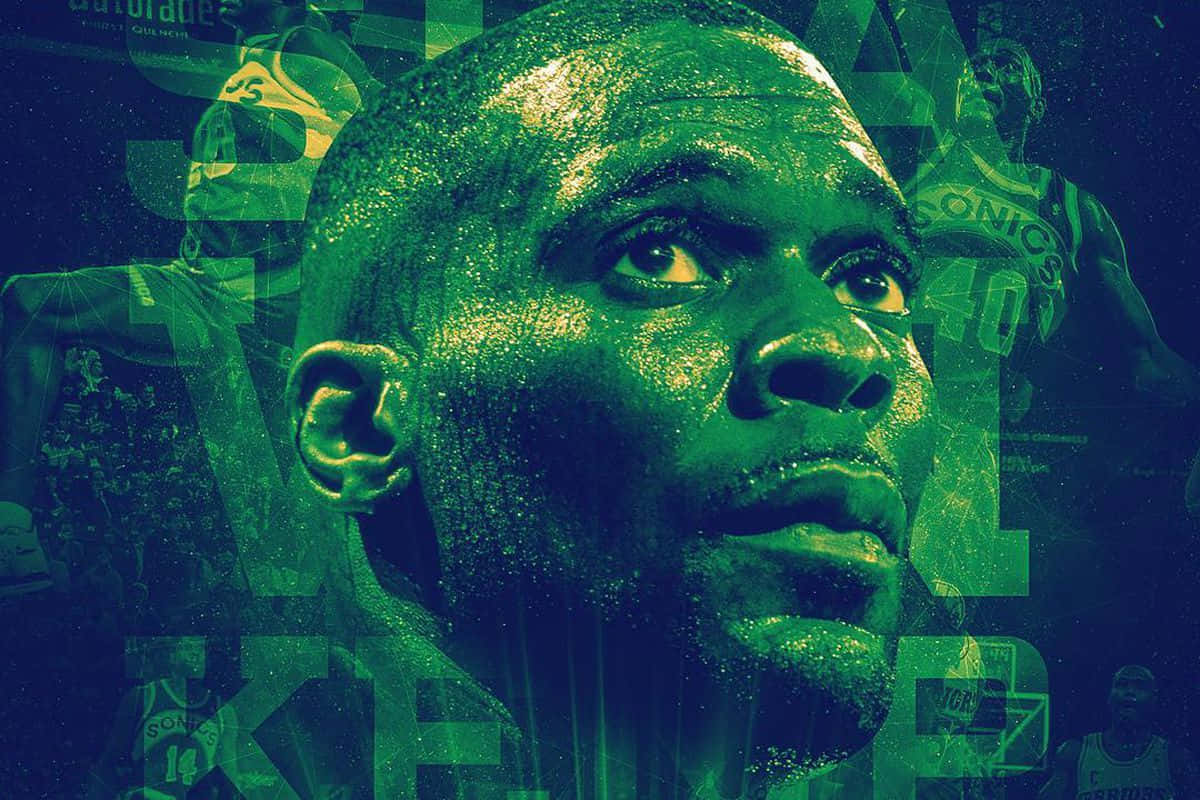 Shawn Kemp, green lighting, close-up, SD Desktop Wallpaper