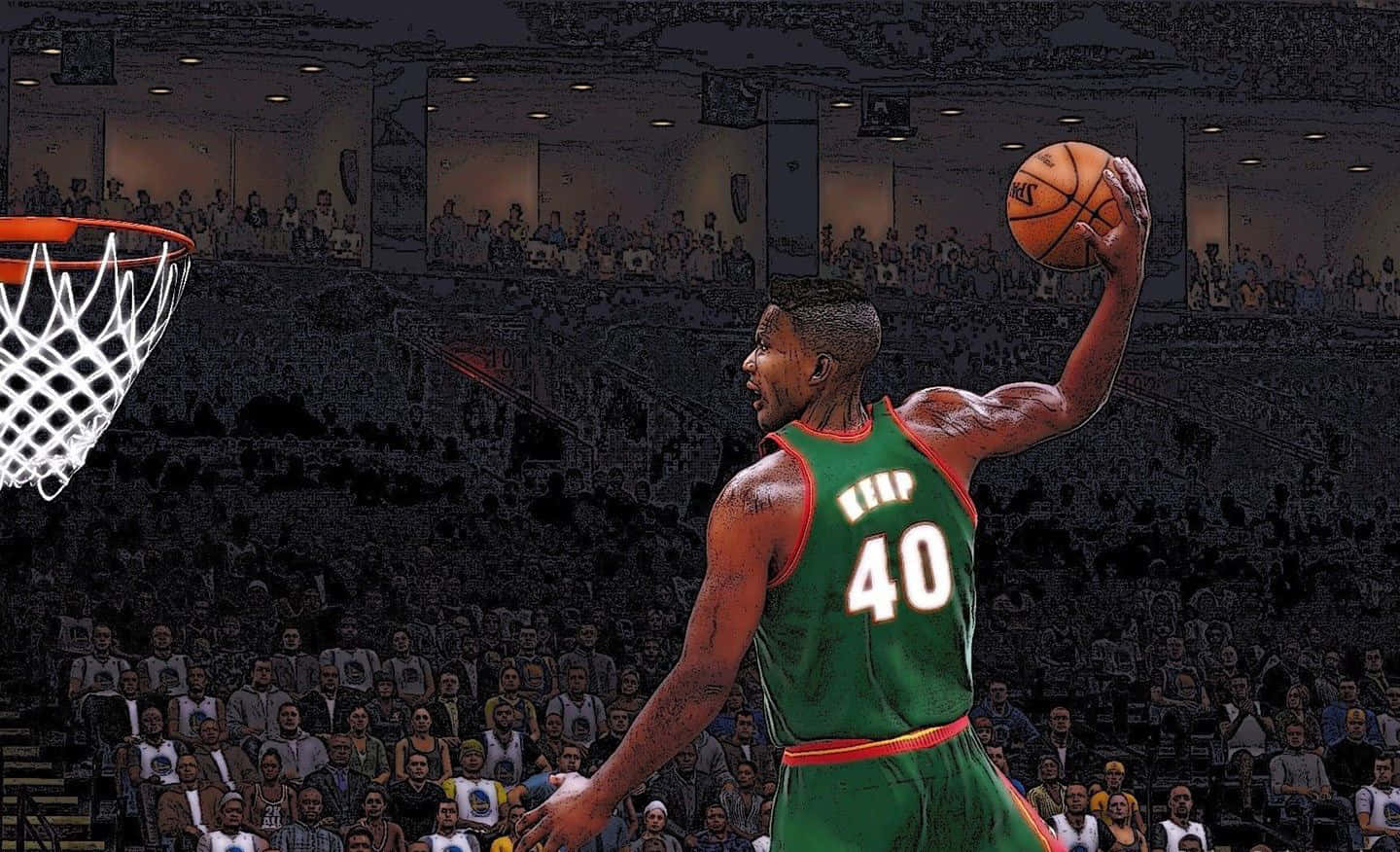 Shawn Kemp, green jersey, number 40, HD Desktop Wallpaper