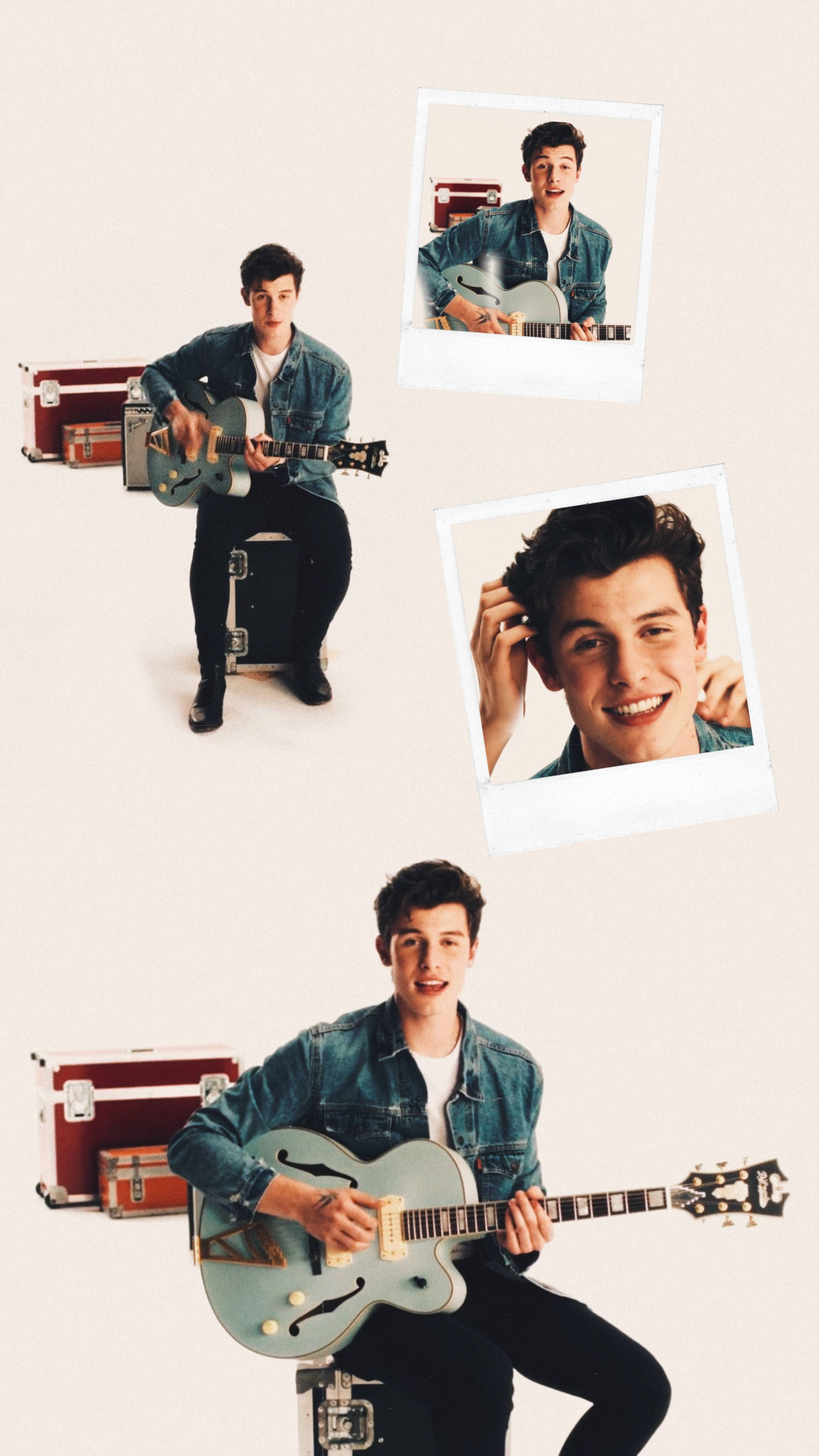 Shawn Mendes, denim, light blue guitar, 2K Phone Wallpaper