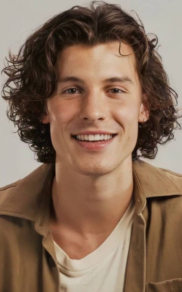Shawn Mendes, curly brown hair, beige jacket, SD Phone Wallpaper