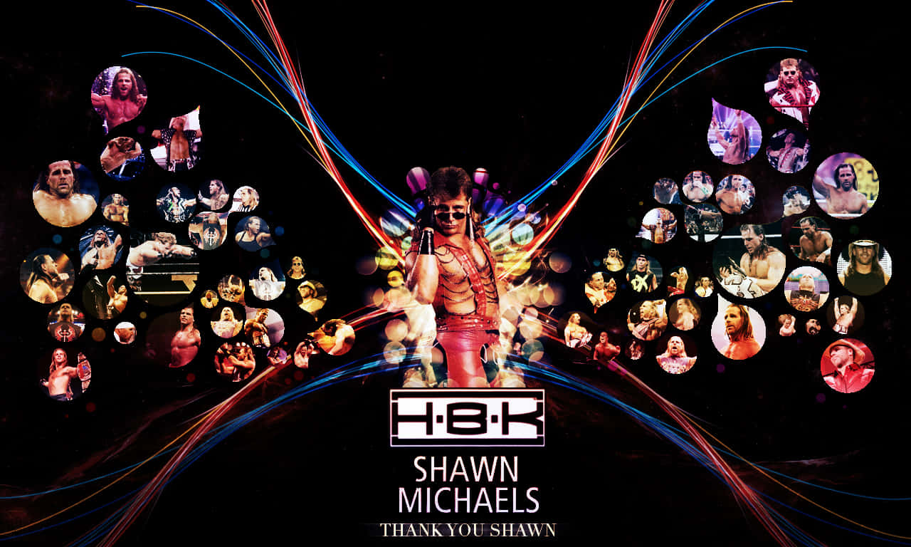 Shawn Michaels, neon light trails, circular portraits, HD Desktop Wallpaper