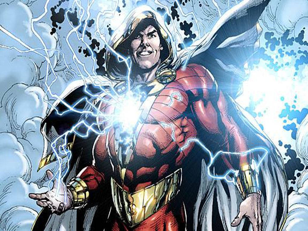 Shazam, lightning, red and gold suit, SD Desktop Wallpaper